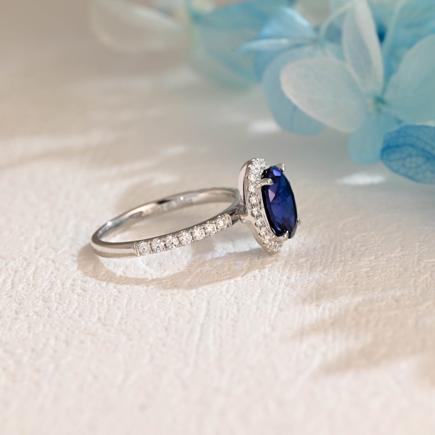 CausYou lab grown sapphire engagement ring Solid Gold Oval Cut Lab Grown Sapphire Engagement Ring, Promise Ring, Gift for Women Wife