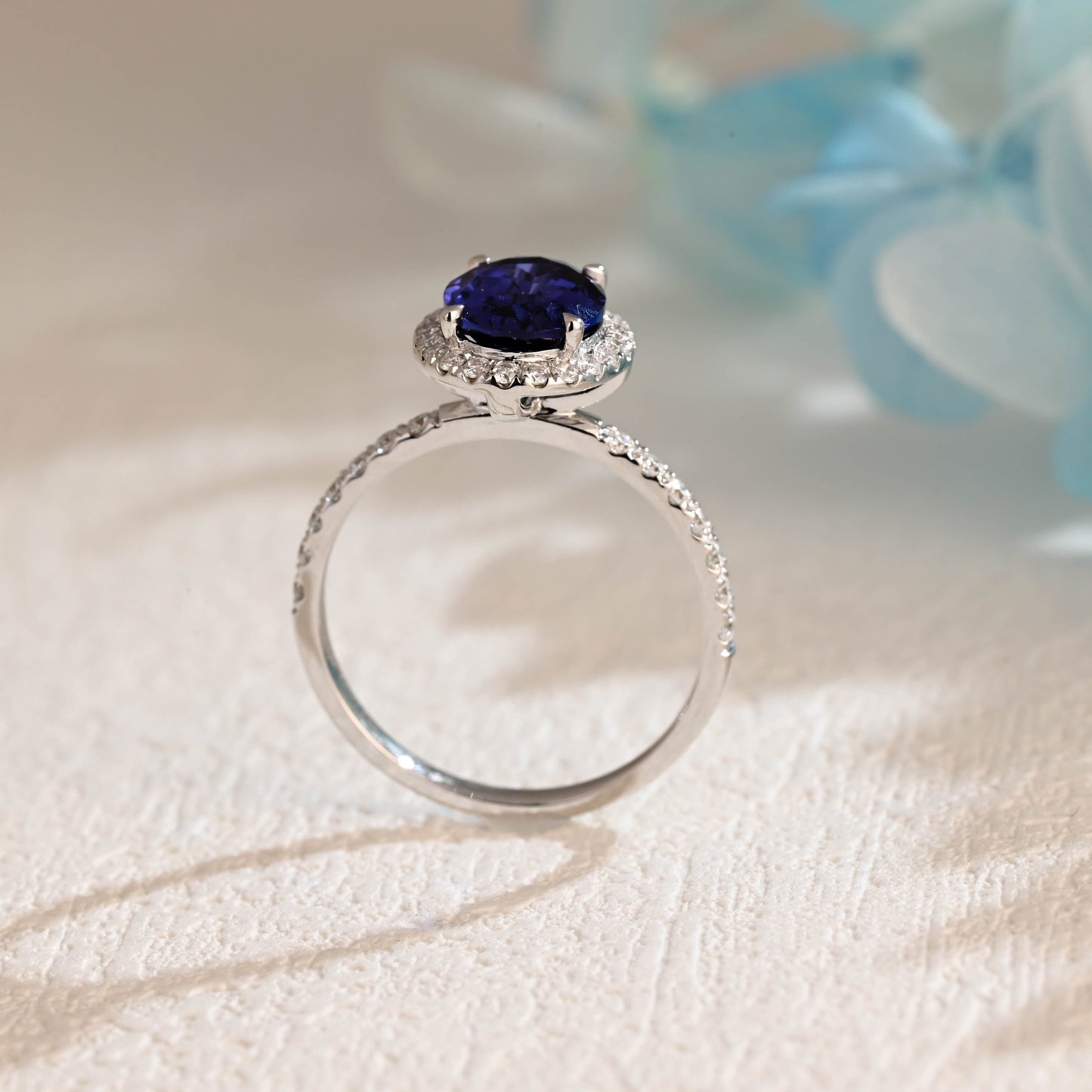 CausYou lab grown sapphire engagement ring Solid Gold Oval Cut Lab Grown Sapphire Engagement Ring, Promise Ring, Gift for Women Wife