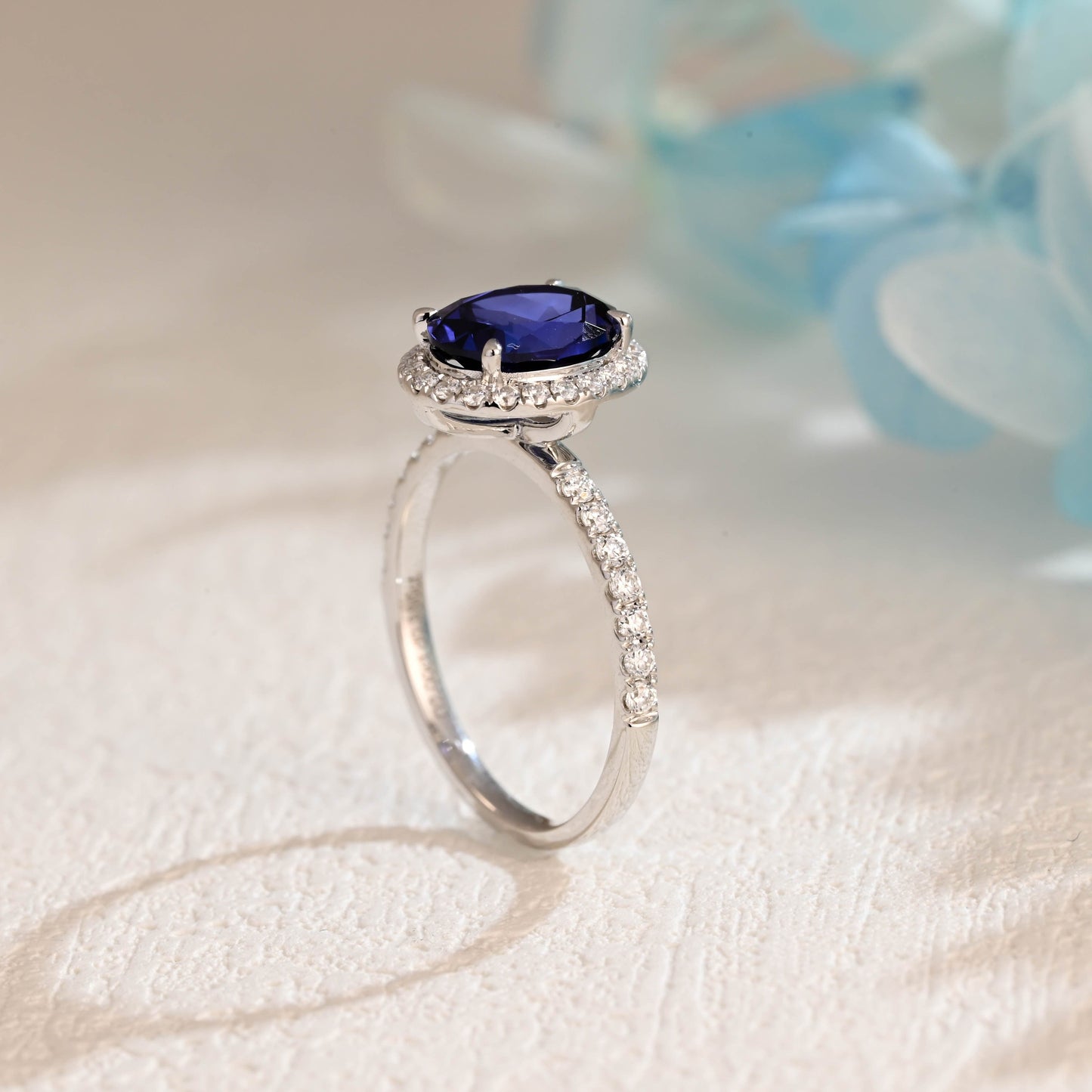 CausYou lab grown sapphire engagement ring Solid Gold Oval Cut Lab Grown Sapphire Engagement Ring, Promise Ring, Gift for Women Wife