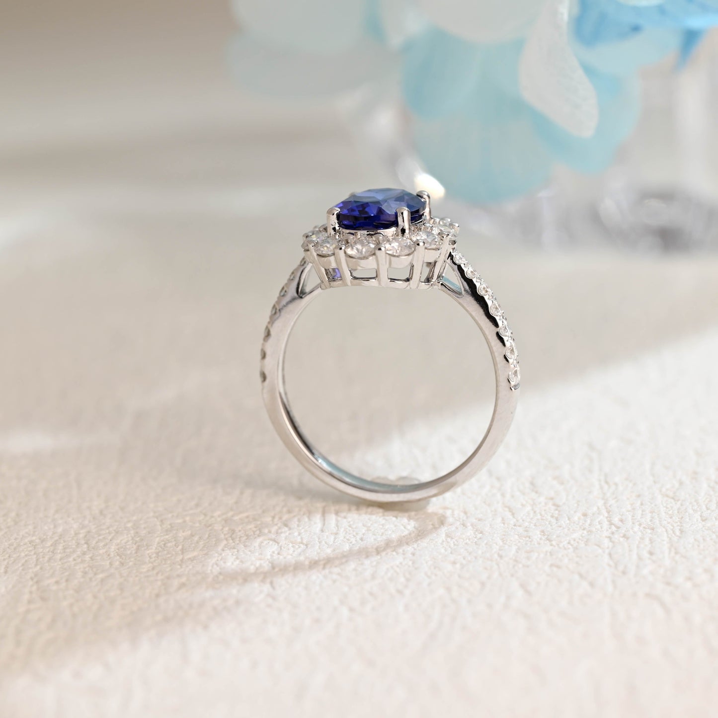 CausYou lab grown sapphire engagement ring Solid Gold Oval Cut Lab Grown Sapphire Engagement Ring, Promise Ring, Gift for Women Wife