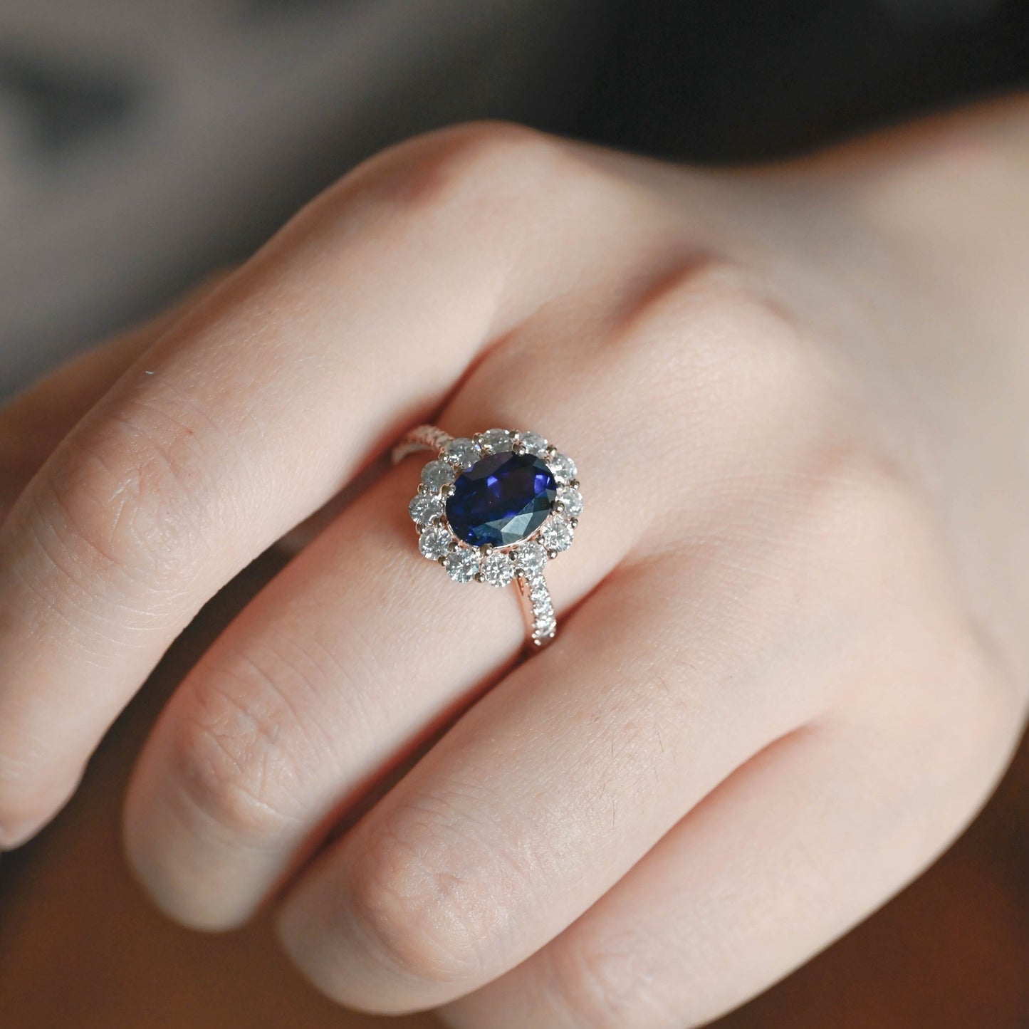 CausYou lab grown sapphire engagement ring Solid Gold Oval Cut Lab Grown Sapphire Engagement Ring, Promise Ring, Gift for Women Wife