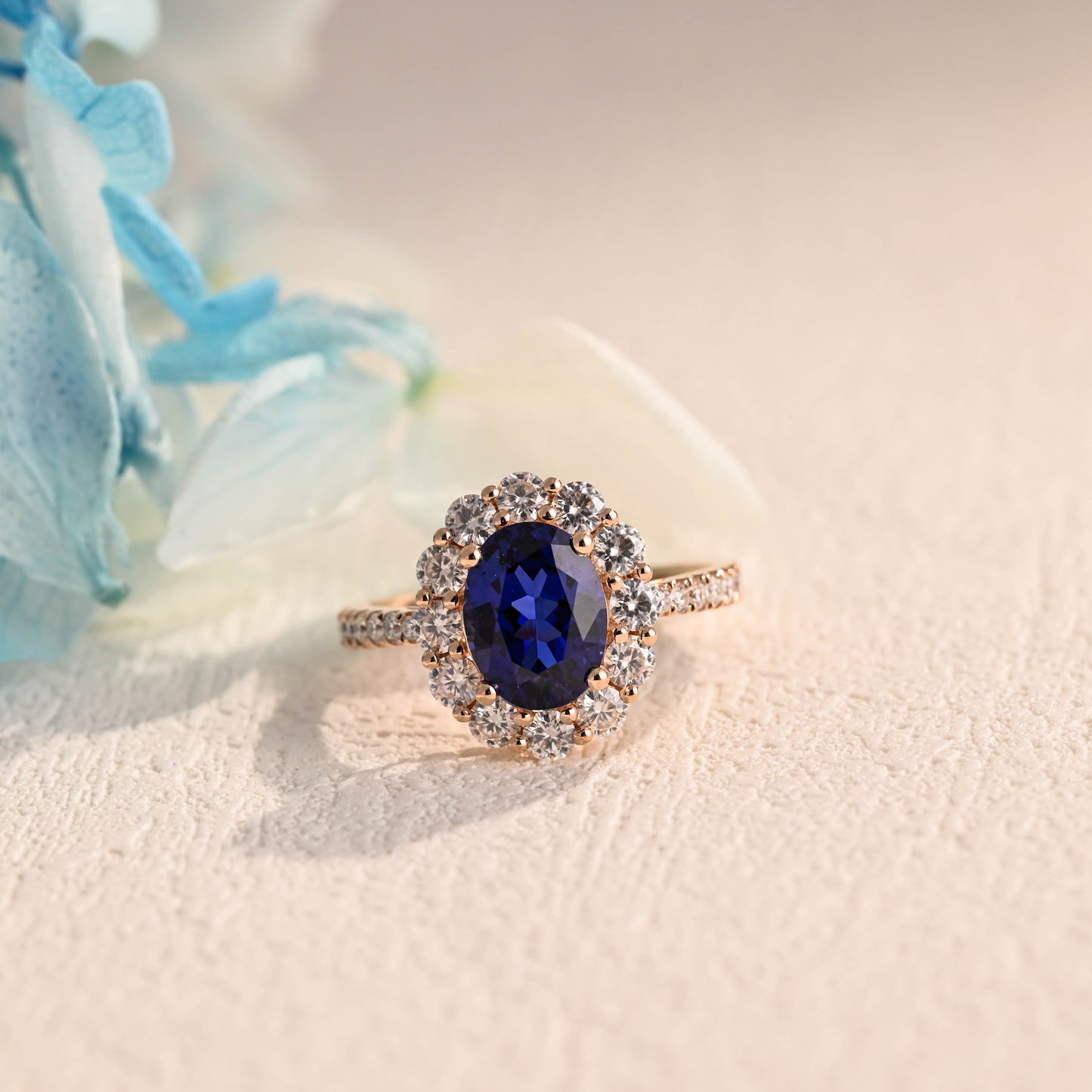 CausYou lab grown sapphire engagement ring Solid Gold Oval Cut Lab Grown Sapphire Engagement Ring, Promise Ring, Gift for Women Wife