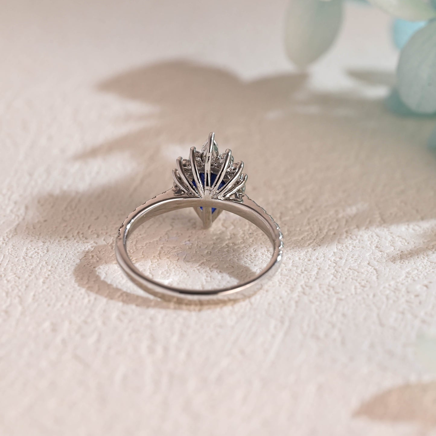CausYou lab grown sapphire engagement ring Solid Gold Pear Cut Lab Sapphire Engagement Ring, Blue Sapphire Ring