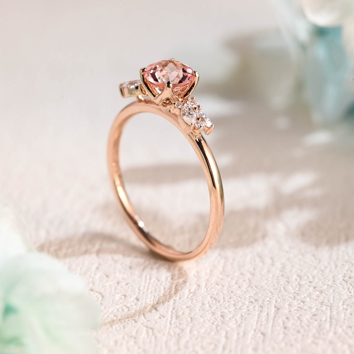 CausYou lab grown sapphire engagement ring Solid Gold Round Cut Lab Grown Pink Sapphire Engagement Ring, Wedding Ring, Promise Ring, Gift for Women, Wife