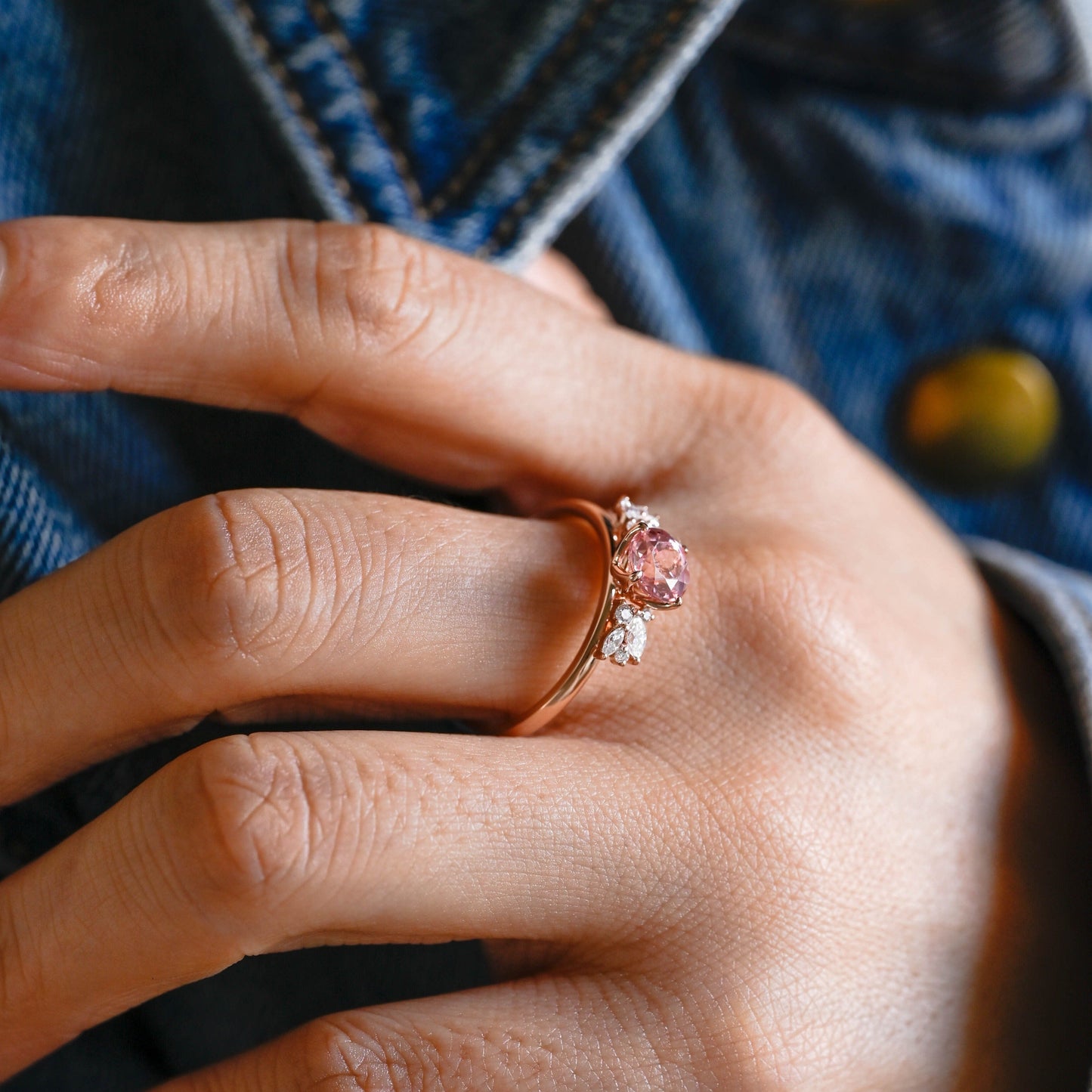 CausYou lab grown sapphire engagement ring Solid Gold Round Cut Lab Grown Pink Sapphire Engagement Ring, Wedding Ring, Promise Ring, Gift for Women, Wife