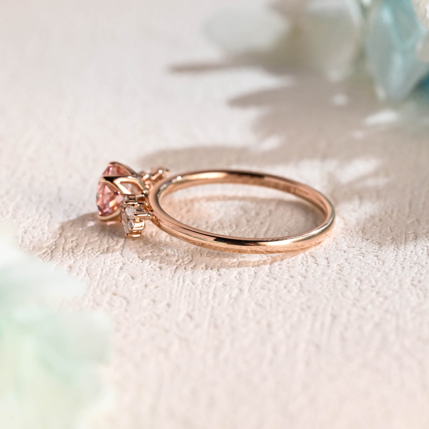 CausYou lab grown sapphire engagement ring Solid Gold Round Cut Lab Grown Pink Sapphire Engagement Ring, Wedding Ring, Promise Ring, Gift for Women, Wife