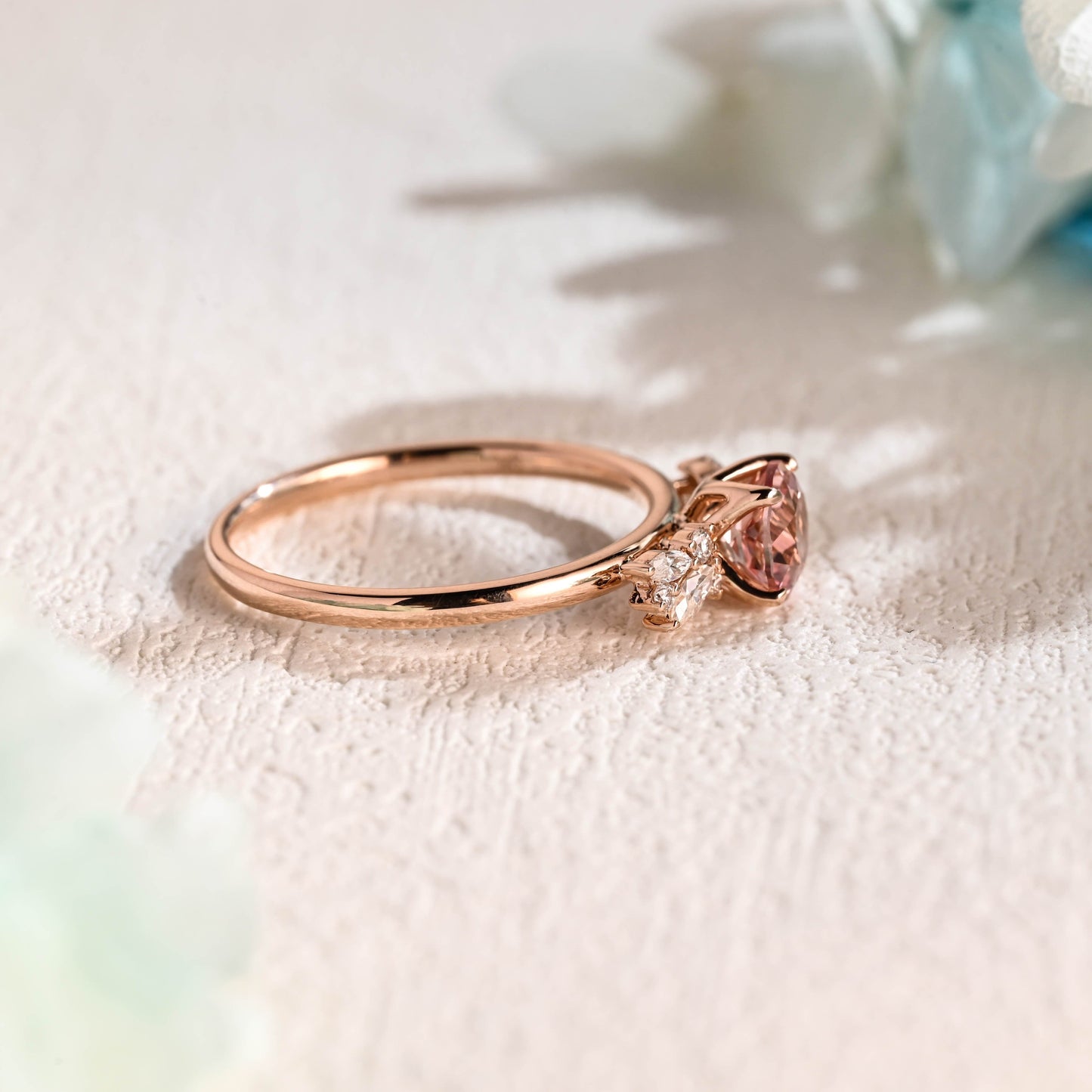 CausYou lab grown sapphire engagement ring Solid Gold Round Cut Lab Grown Pink Sapphire Engagement Ring, Wedding Ring, Promise Ring, Gift for Women, Wife
