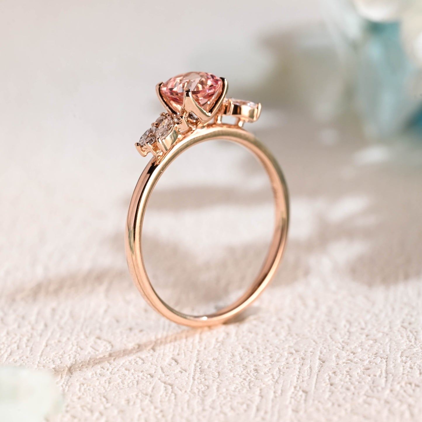 CausYou lab grown sapphire engagement ring Solid Gold Round Cut Lab Grown Pink Sapphire Engagement Ring, Wedding Ring, Promise Ring, Gift for Women, Wife