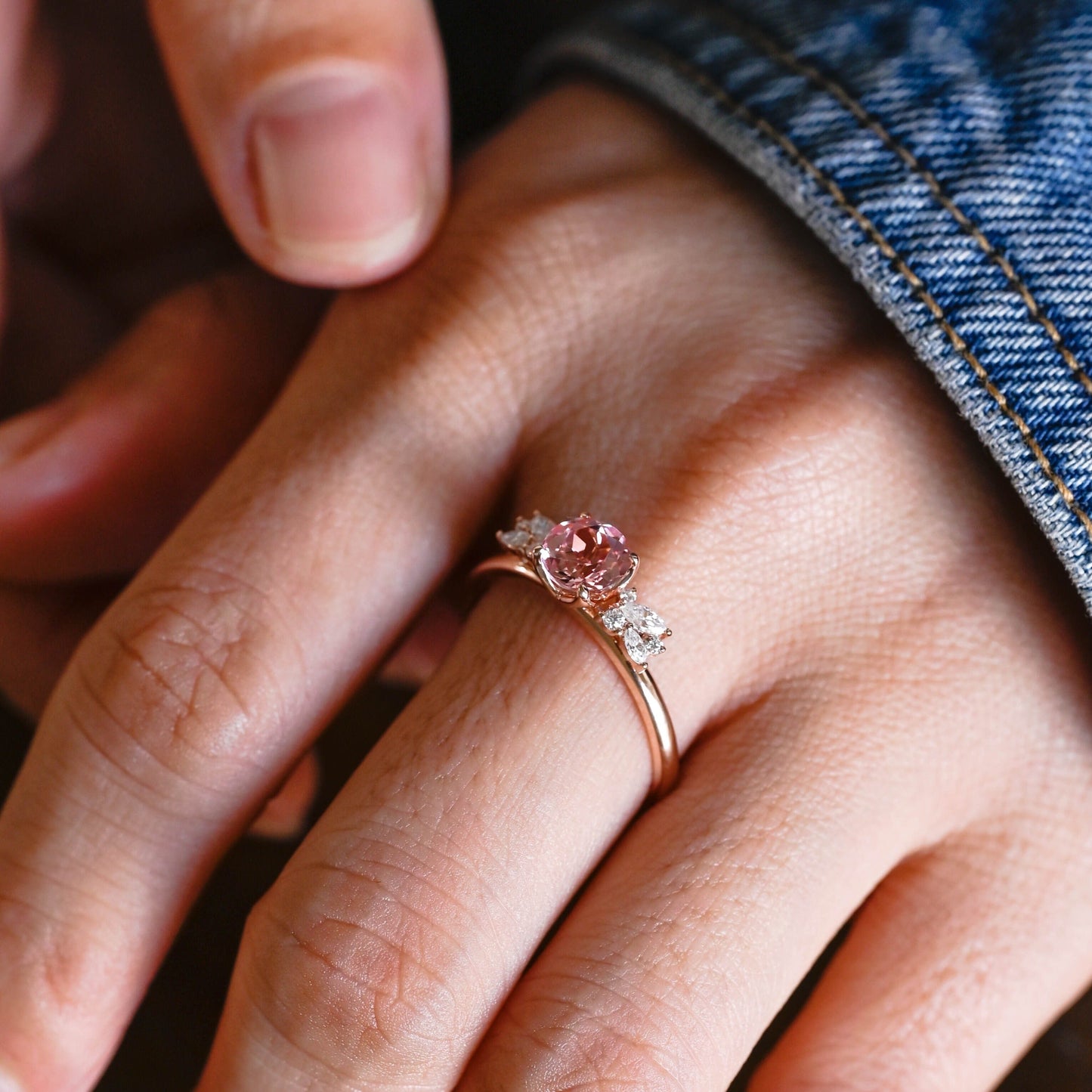 CausYou lab grown sapphire engagement ring Solid Gold Round Cut Lab Grown Pink Sapphire Engagement Ring, Wedding Ring, Promise Ring, Gift for Women, Wife