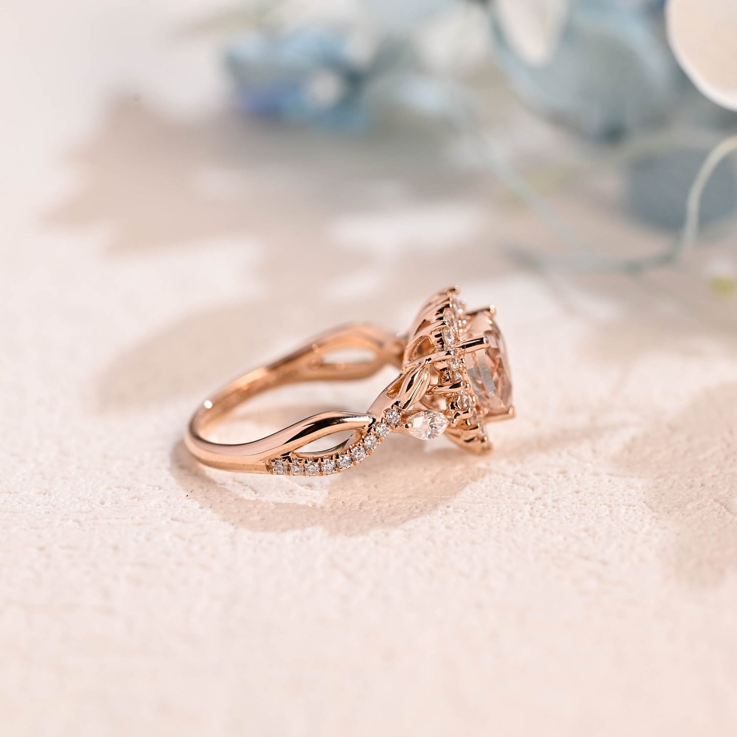 CausYou lab grown sapphire engagement ring Solid Gold Split Shank Heart Cut Pink Lab Grown Sapphire Ring