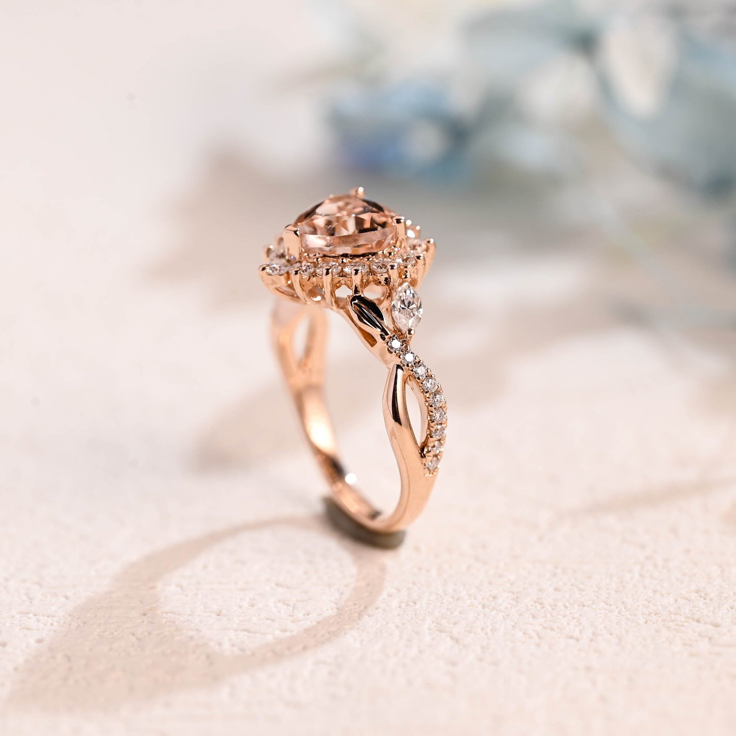 CausYou lab grown sapphire engagement ring Solid Gold Split Shank Heart Cut Pink Lab Grown Sapphire Ring