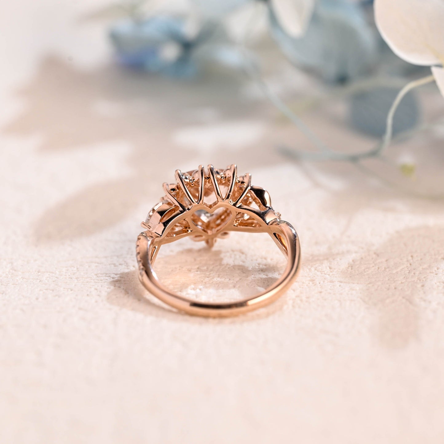 CausYou lab grown sapphire engagement ring Solid Gold Split Shank Heart Cut Pink Lab Grown Sapphire Ring