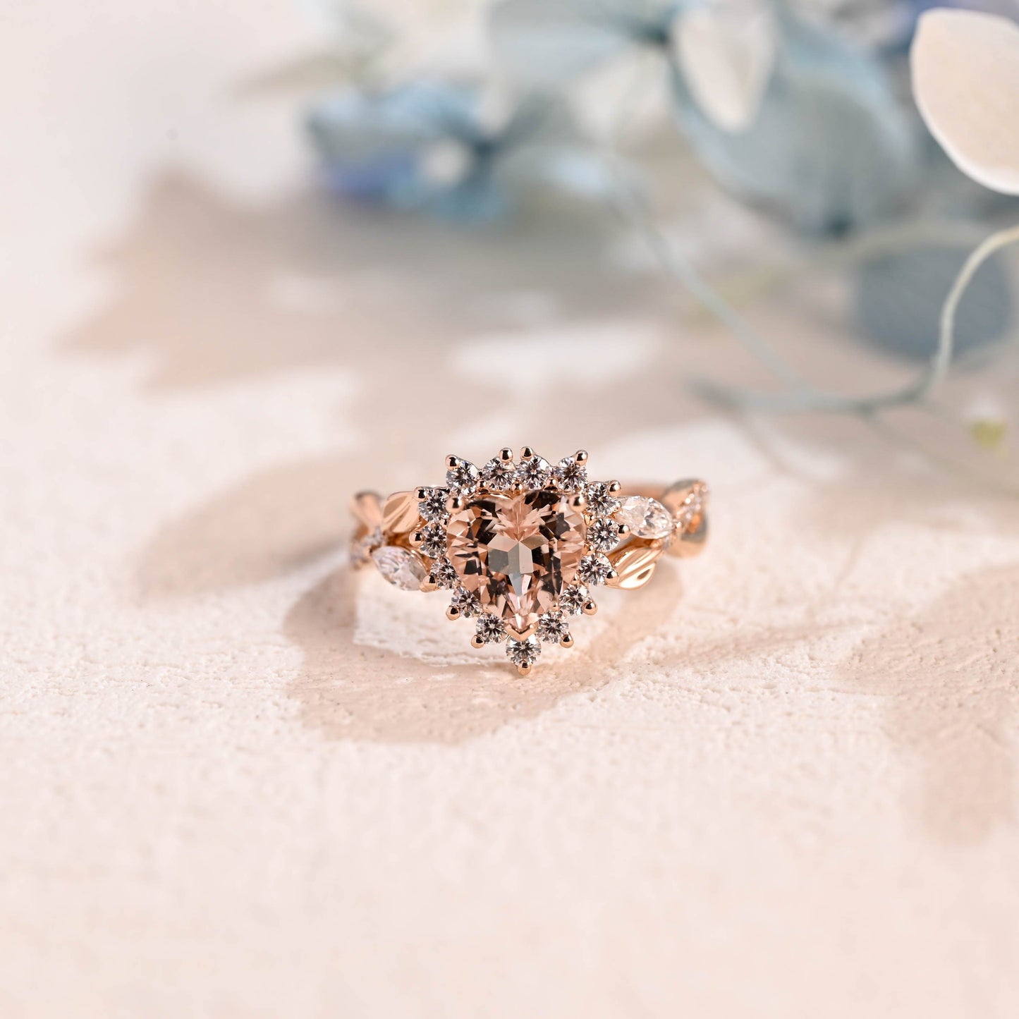 CausYou lab grown sapphire engagement ring Solid Gold Split Shank Heart Cut Pink Lab Grown Sapphire Ring
