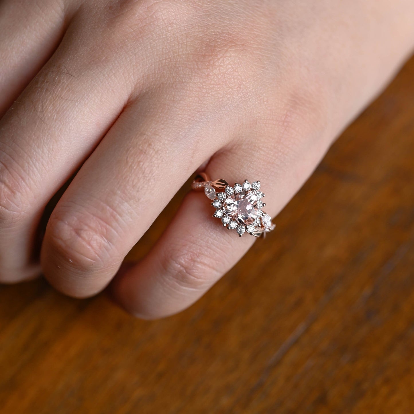 CausYou lab grown sapphire engagement ring Solid Gold Split Shank Heart Cut Pink Lab Grown Sapphire Ring