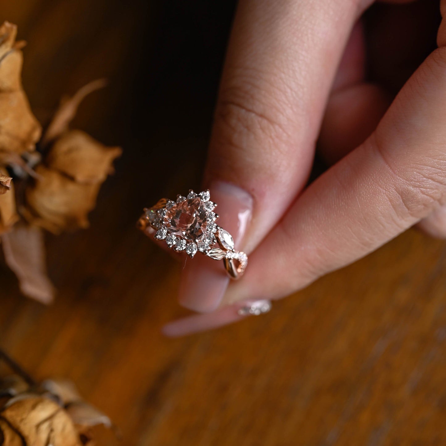 CausYou lab grown sapphire engagement ring Solid Gold Split Shank Heart Cut Pink Lab Grown Sapphire Ring