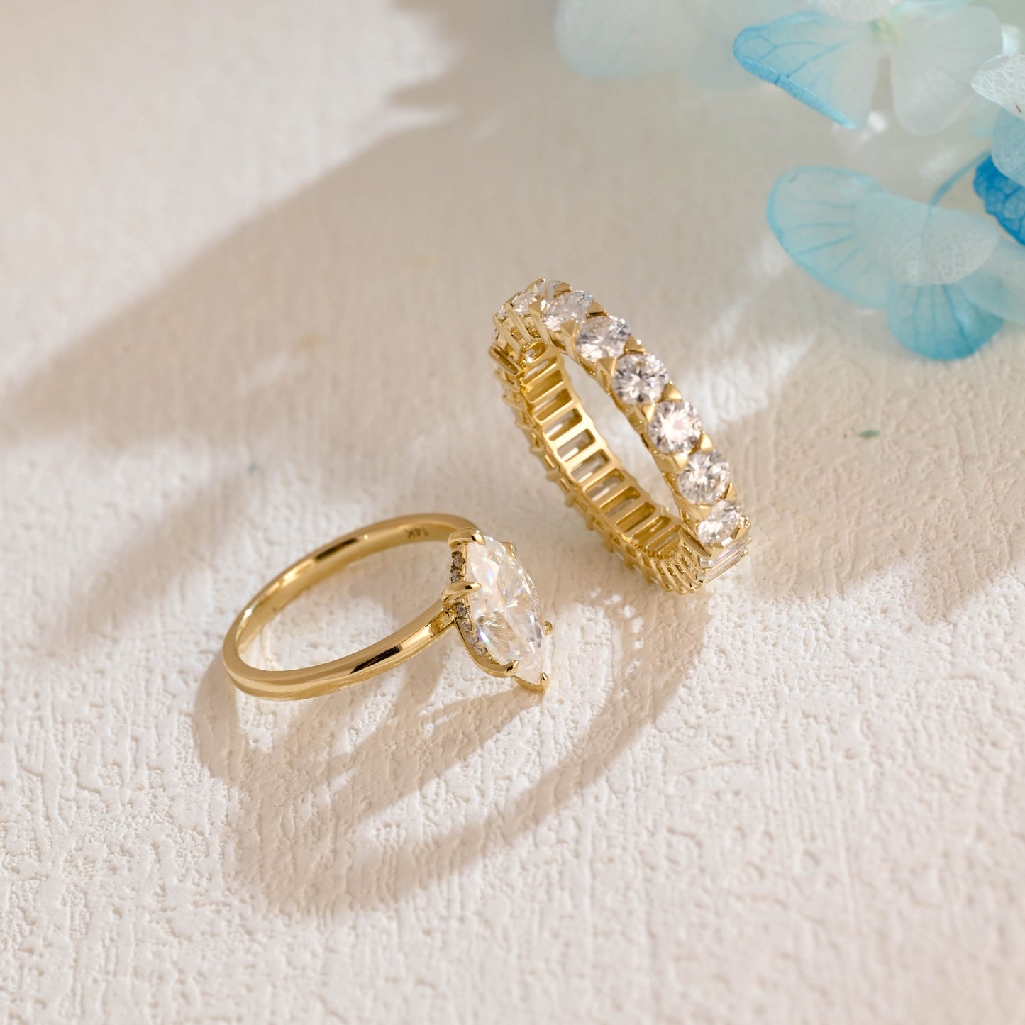 CausYou marquise cut bridal set CausYou Solid Gold Hidden Halo Marquise Cut Moissanite Engagement Ring and Wedding Ring Set, Vintage Bridal Set, Gift for Woman, Wife