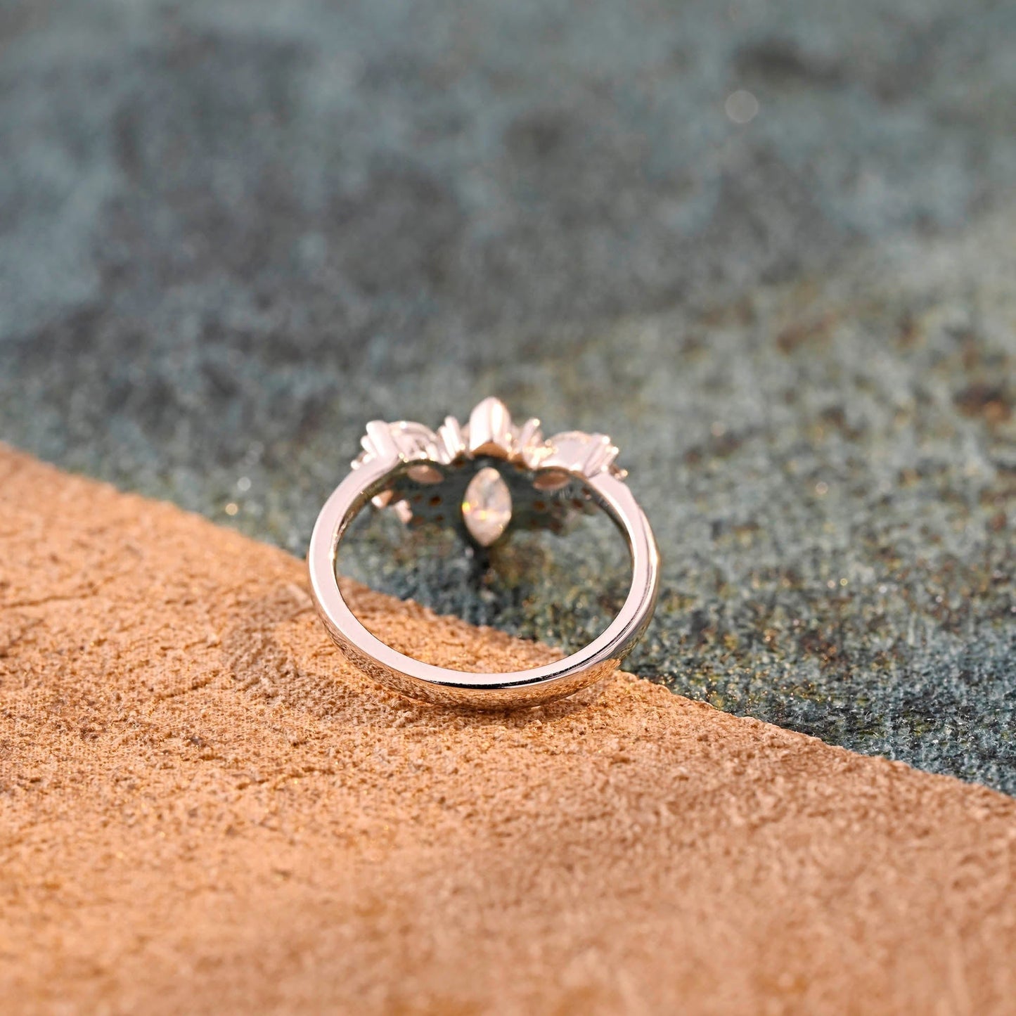 CausYou marquise cut diamond engagement ring CausYou Solid Gold D/VS1 Marquise Cut Lab Grown Diamond Engagement Ring, Cluster Wedding Promise Ring