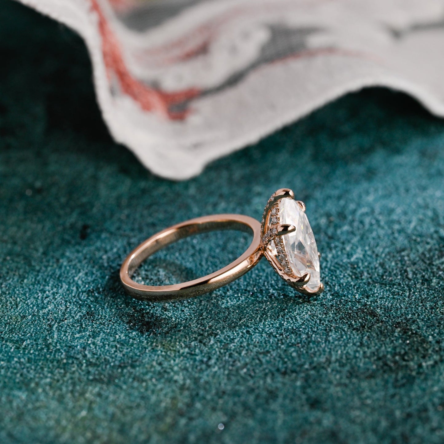 CausYou marquise cut diamond engagement ring CausYou Solid Gold D/VS1 Marquise Cut Lab Grown Diamond Engagement Ring, Hidden Halo Wedding Promise Ring