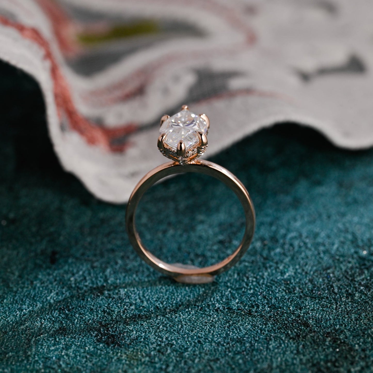 CausYou marquise cut diamond engagement ring CausYou Solid Gold D/VS1 Marquise Cut Lab Grown Diamond Engagement Ring, Hidden Halo Wedding Promise Ring