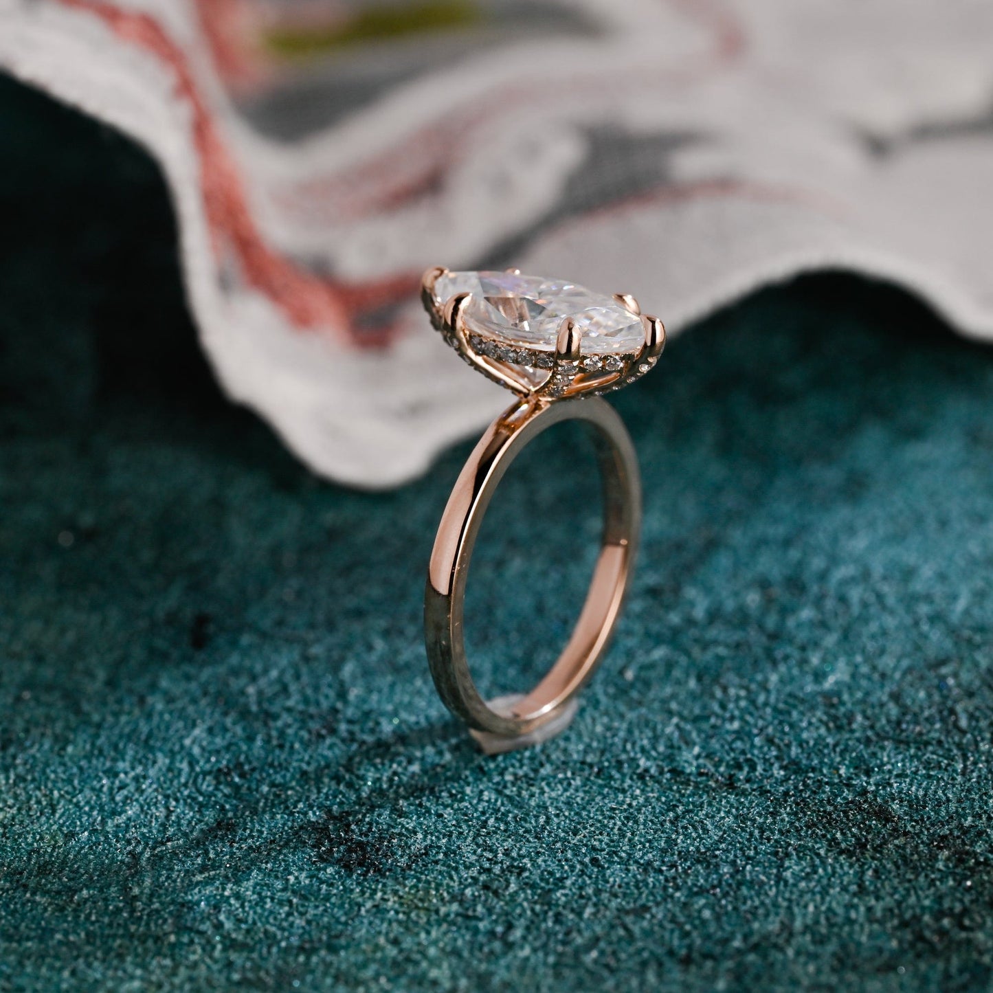 CausYou marquise cut diamond engagement ring CausYou Solid Gold D/VS1 Marquise Cut Lab Grown Diamond Engagement Ring, Hidden Halo Wedding Promise Ring