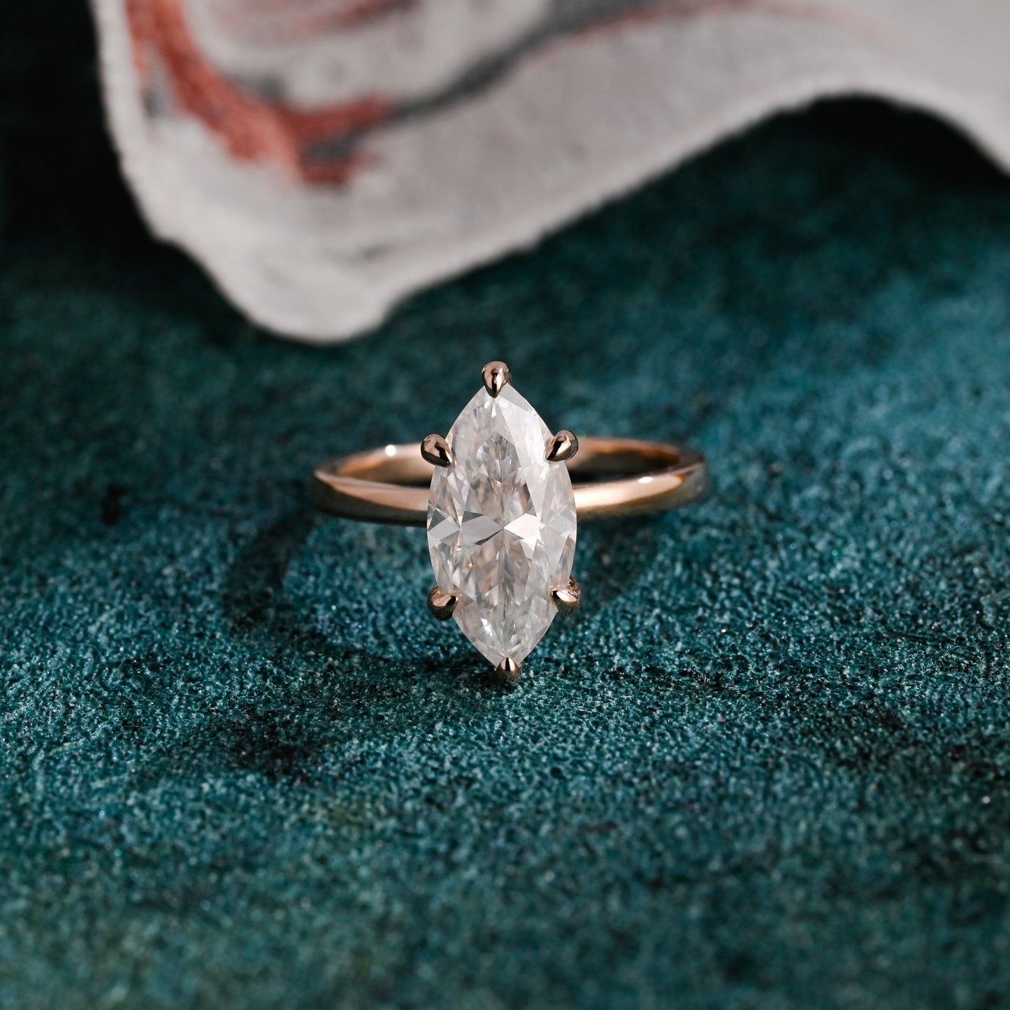 CausYou marquise cut diamond engagement ring CausYou Solid Gold D/VS1 Marquise Cut Lab Grown Diamond Engagement Ring, Hidden Halo Wedding Promise Ring