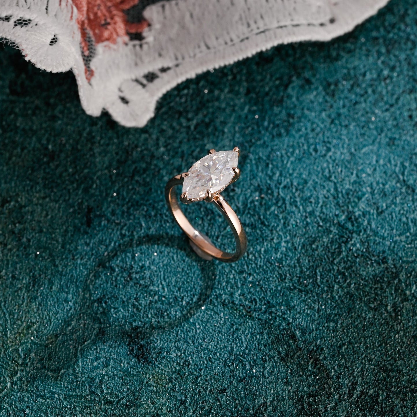 CausYou marquise cut diamond engagement ring CausYou Solid Gold D/VS1 Marquise Cut Lab Grown Diamond Engagement Ring, Hidden Halo Wedding Promise Ring
