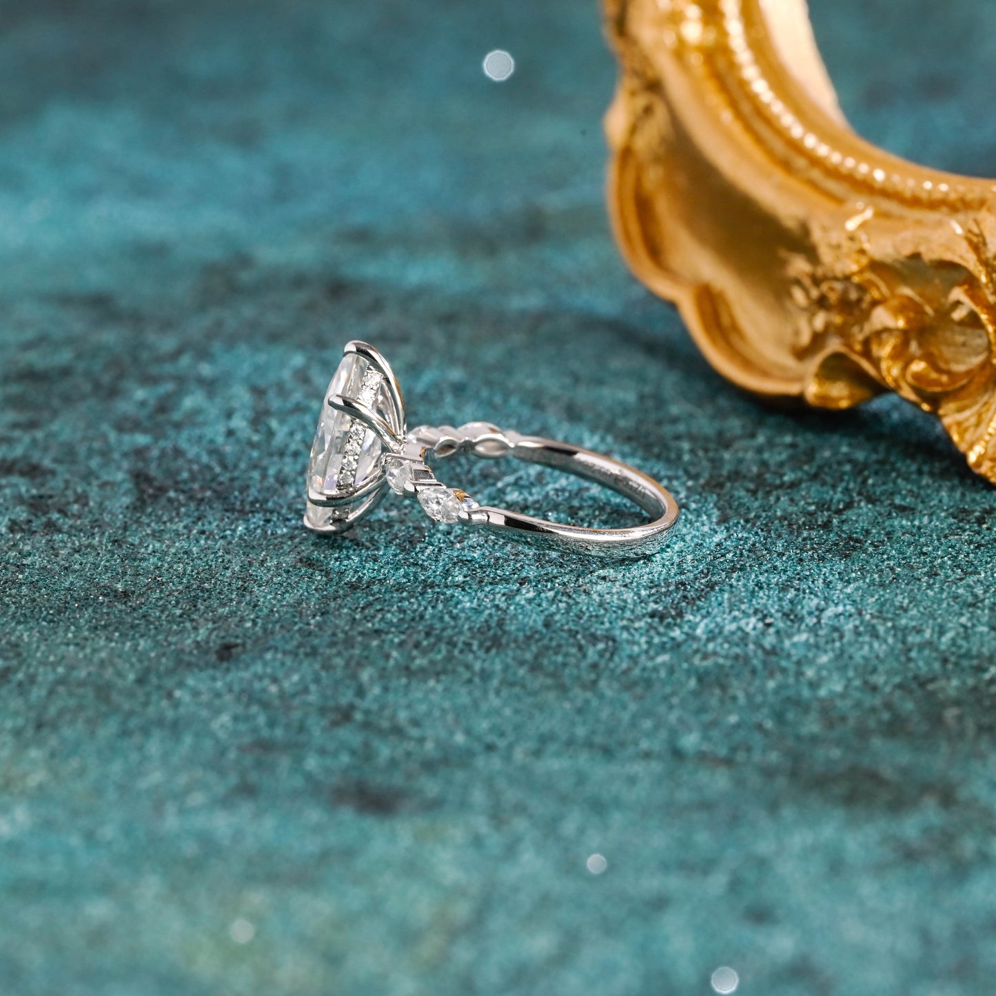 CausYou marquise cut diamond engagement ring CausYou Solid Gold D/VS1 Marquise Cut Lab Grown Diamond Engagement Ring, Marquise Accents Wedding Ring
