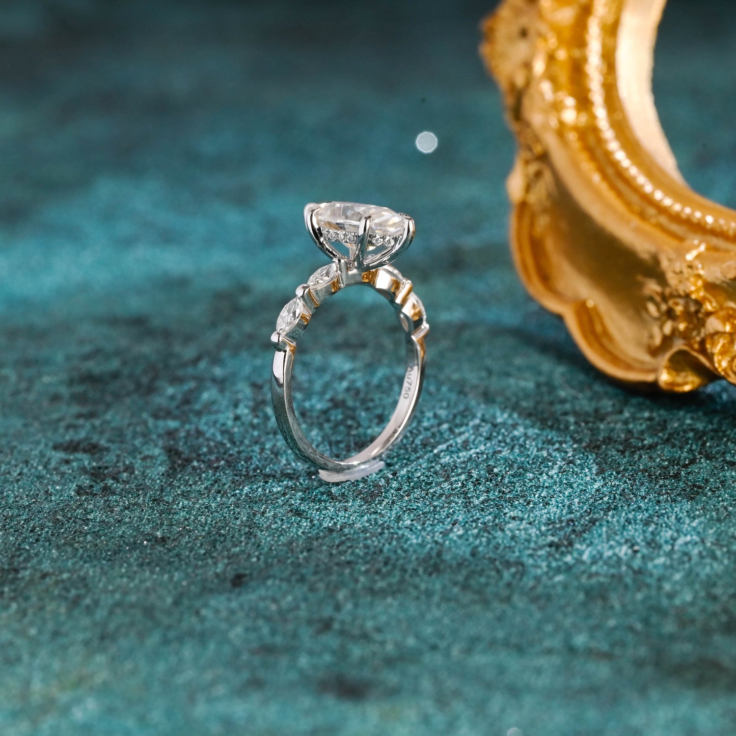 CausYou marquise cut diamond engagement ring CausYou Solid Gold D/VS1 Marquise Cut Lab Grown Diamond Engagement Ring, Marquise Accents Wedding Ring