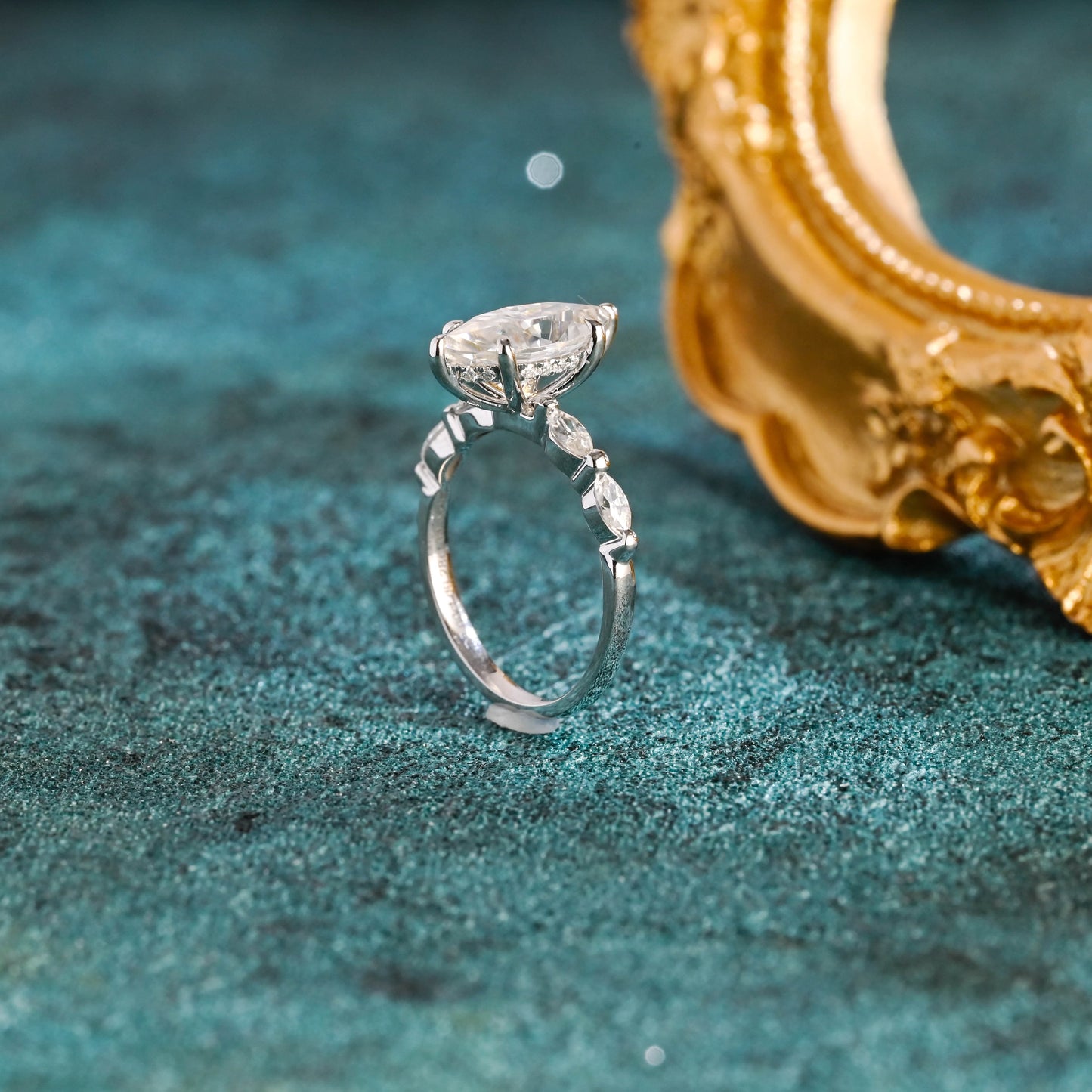 CausYou marquise cut diamond engagement ring CausYou Solid Gold D/VS1 Marquise Cut Lab Grown Diamond Engagement Ring, Marquise Accents Wedding Ring