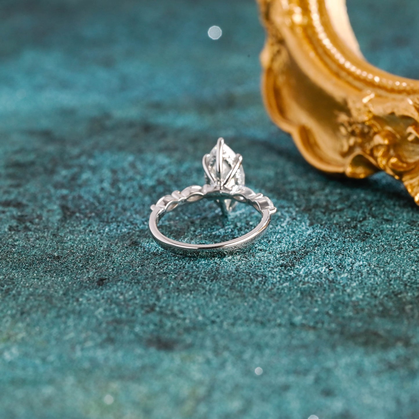 CausYou marquise cut diamond engagement ring CausYou Solid Gold D/VS1 Marquise Cut Lab Grown Diamond Engagement Ring, Marquise Accents Wedding Ring