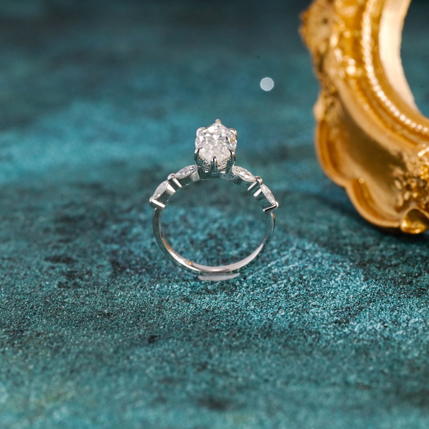 CausYou marquise cut diamond engagement ring CausYou Solid Gold D/VS1 Marquise Cut Lab Grown Diamond Engagement Ring, Marquise Accents Wedding Ring