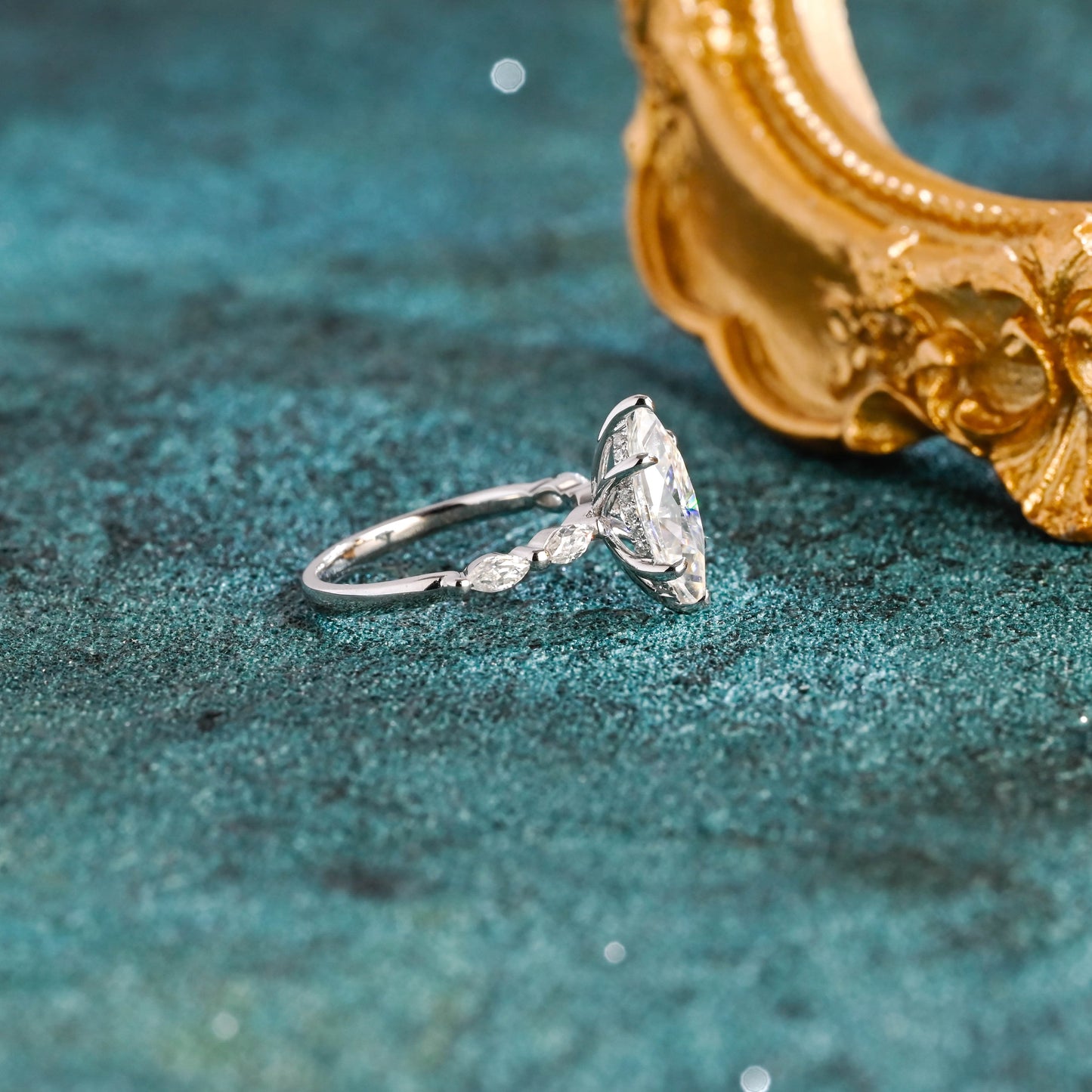 CausYou marquise cut diamond engagement ring CausYou Solid Gold D/VS1 Marquise Cut Lab Grown Diamond Engagement Ring, Marquise Accents Wedding Ring