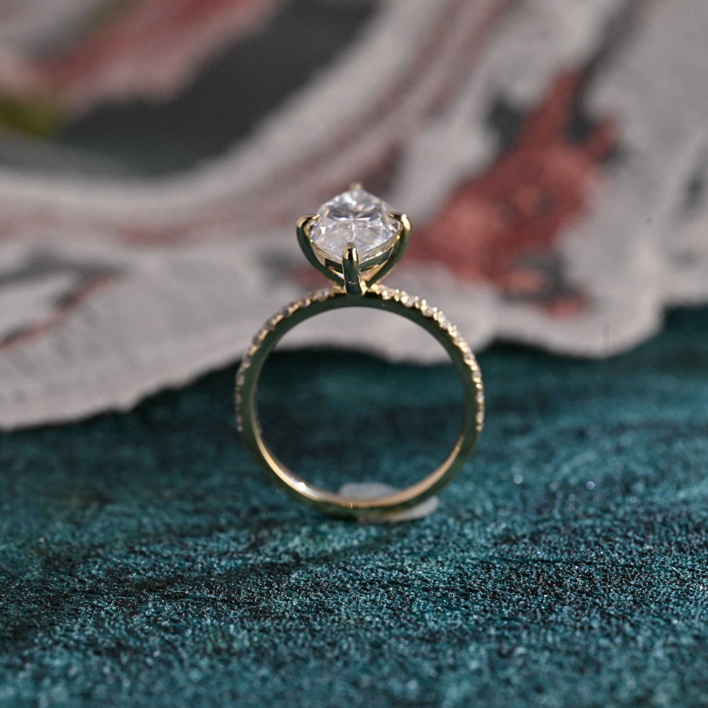 CausYou marquise cut diamond engagement ring CausYou Solid Gold D/VS1 Marquise Cut Lab Grown Diamond Engagement Ring, Pave Promise Wedding Ring