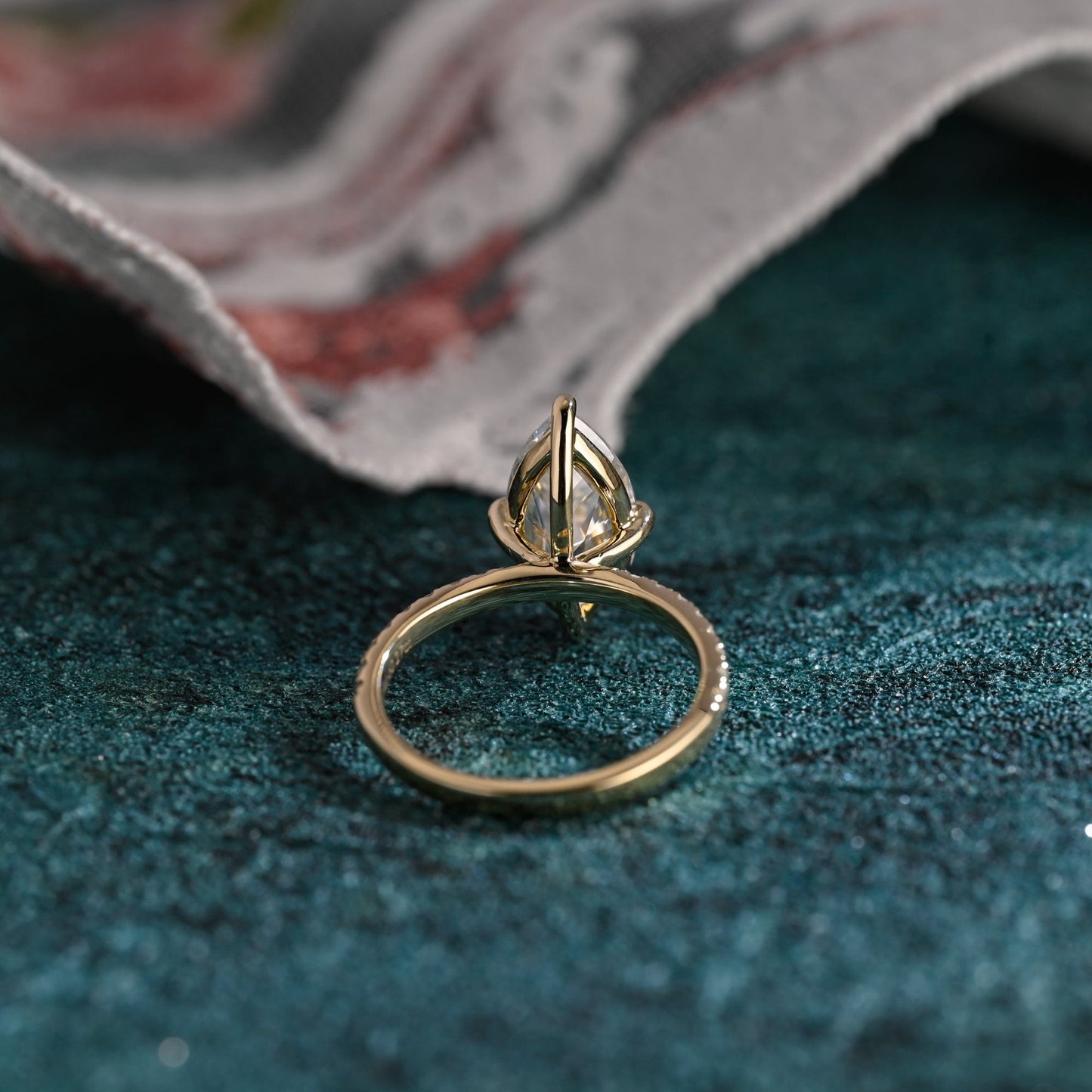CausYou marquise cut diamond engagement ring CausYou Solid Gold D/VS1 Marquise Cut Lab Grown Diamond Engagement Ring, Pave Promise Wedding Ring