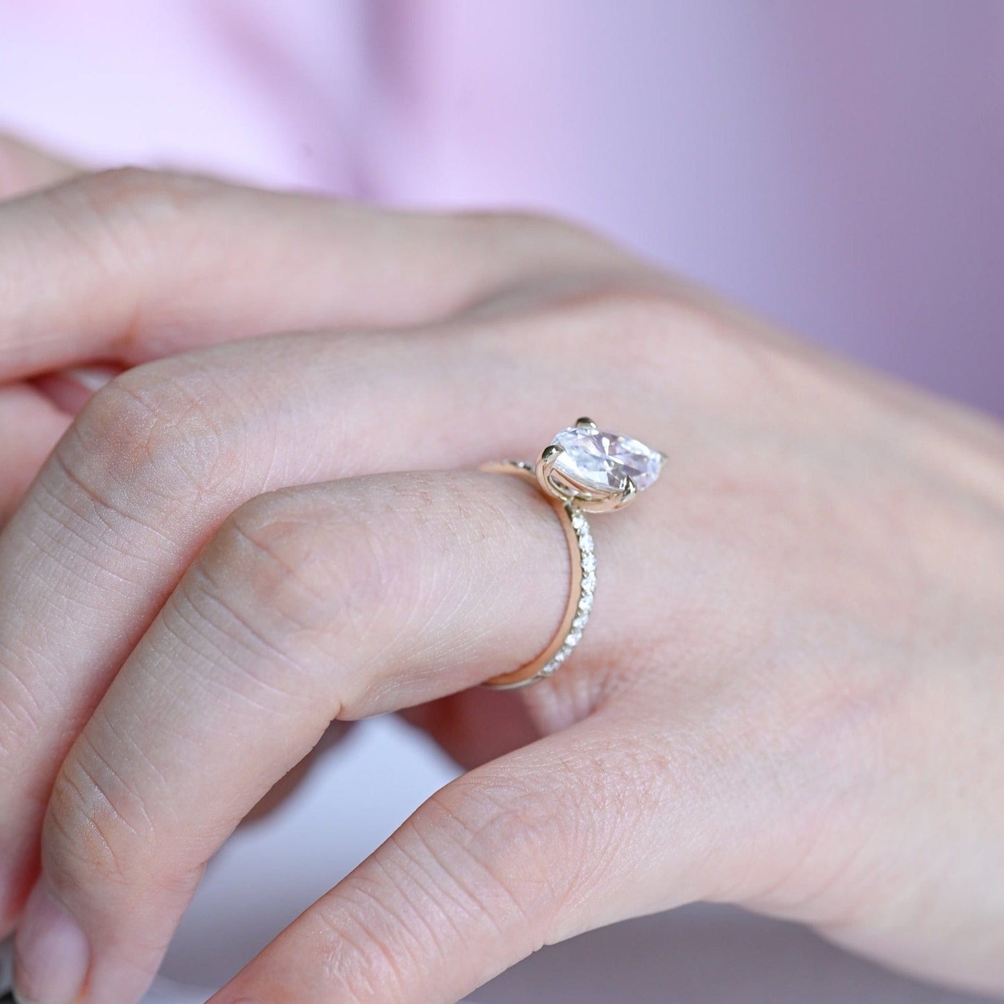 CausYou marquise cut diamond engagement ring CausYou Solid Gold D/VS1 Marquise Cut Lab Grown Diamond Engagement Ring, Pave Promise Wedding Ring