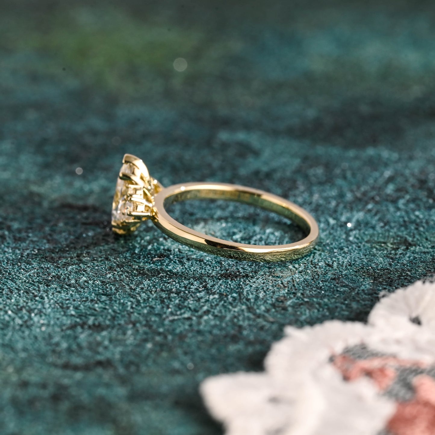 CausYou marquise cut diamond engagement ring CausYou Solid Gold D/VS1 Marquise Cut Lab Grown Diamond Engagement Ring, Three Stone Wedding Promise Ring
