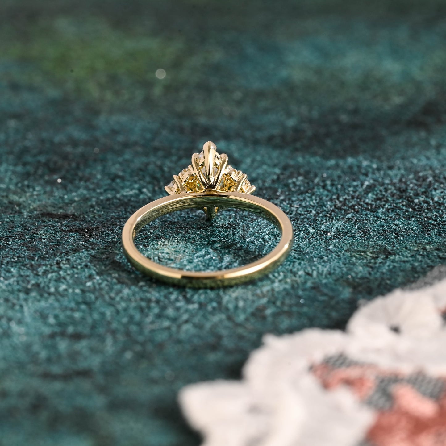 CausYou marquise cut diamond engagement ring CausYou Solid Gold D/VS1 Marquise Cut Lab Grown Diamond Engagement Ring, Three Stone Wedding Promise Ring