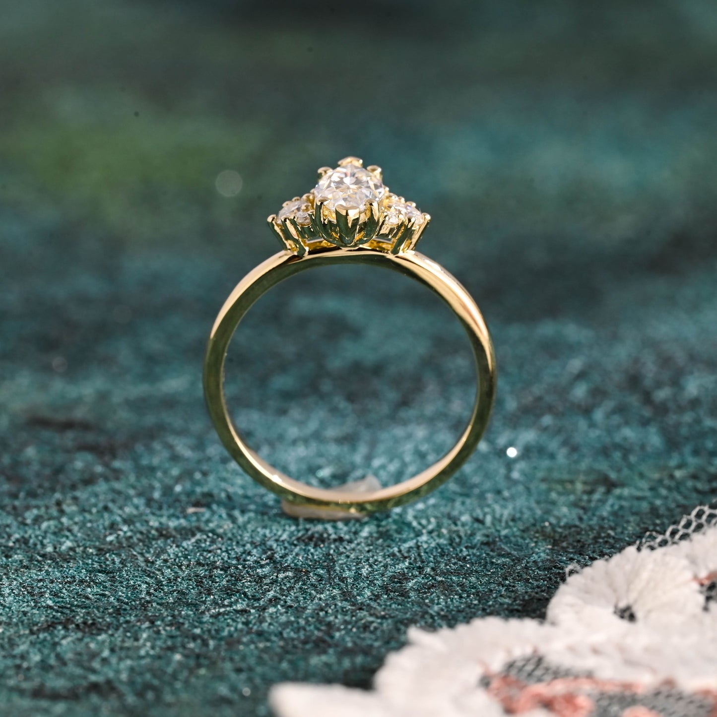 CausYou marquise cut diamond engagement ring CausYou Solid Gold D/VS1 Marquise Cut Lab Grown Diamond Engagement Ring, Three Stone Wedding Promise Ring