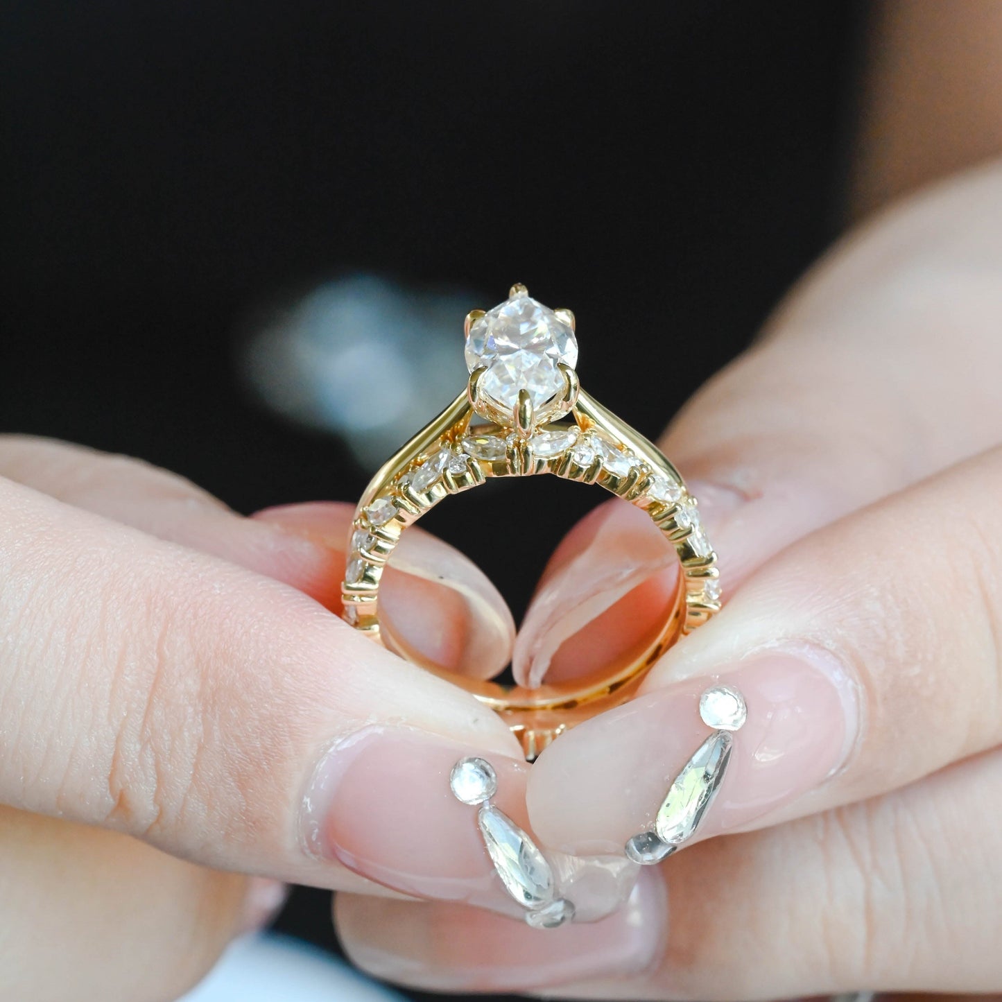 CausYou marquise cut diamond engagement ring CausYou Solid Gold D/VS1 Marquise Cut Lab Grown Diamond Ring, Solitaire Bridal Engagement Ring