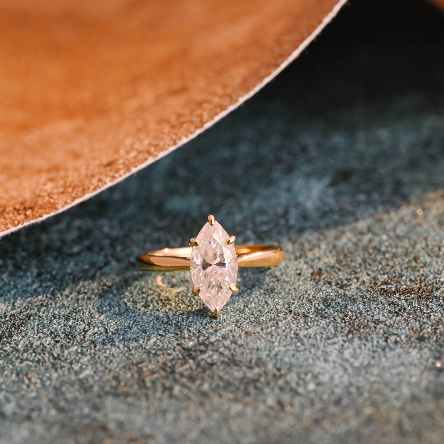 CausYou marquise cut diamond engagement ring CausYou Solid Gold D/VS1 Marquise Cut Lab Grown Diamond Ring, Solitaire Bridal Engagement Ring