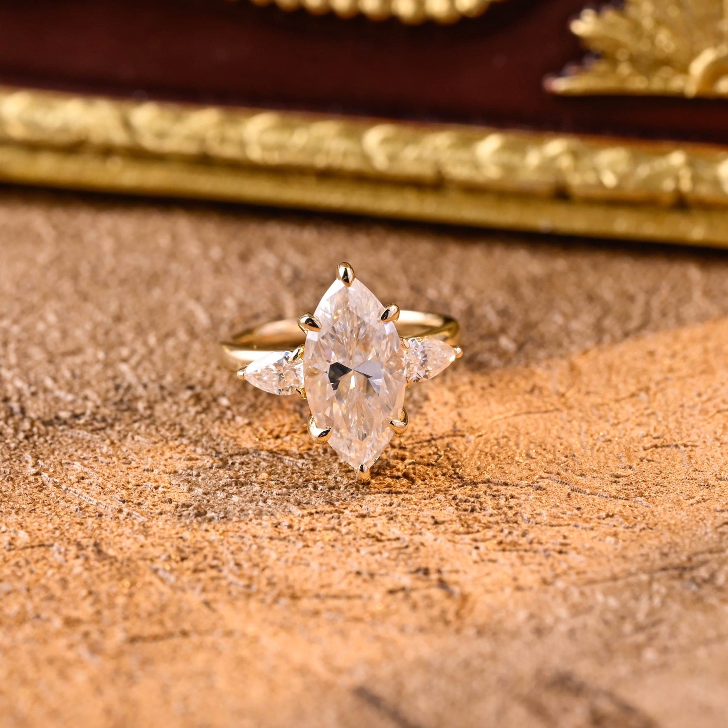 CausYou marquise cut diamond engagement ring Solid Gold D/VS1 Marqusie Cut Lab Grown Diamond Engagement Ring, Promise Ring, Gift for Women Wife