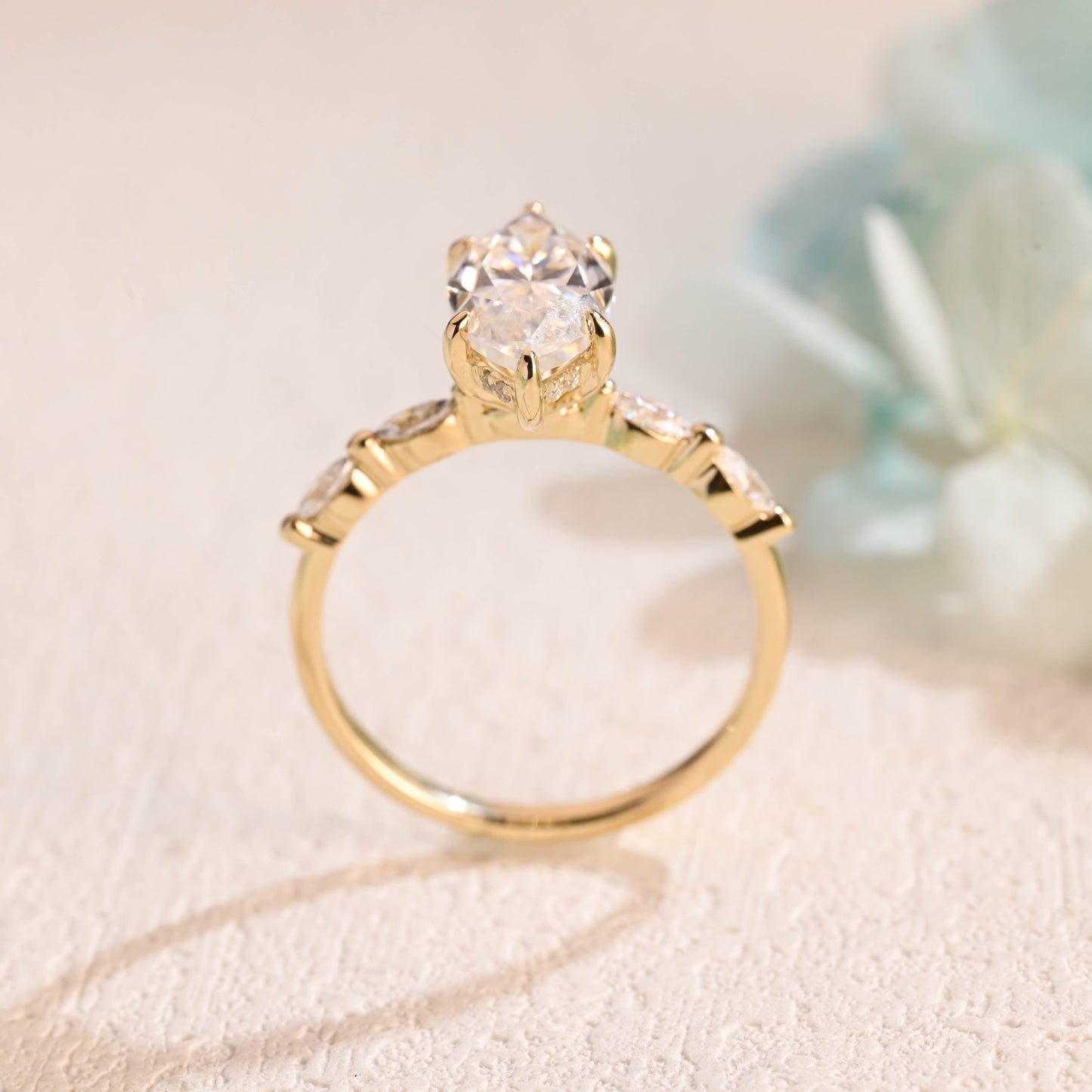 CausYou Marquise cut moissanite engagement ring CausYou Marquise Cut Moissanite Engagement Ring Hidden Halo
