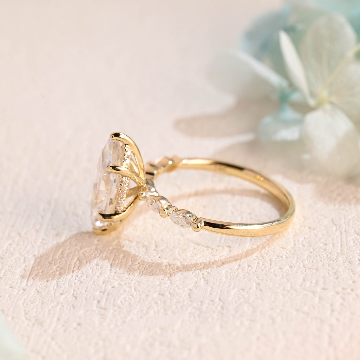 CausYou Marquise cut moissanite engagement ring CausYou Marquise Cut Moissanite Engagement Ring Hidden Halo