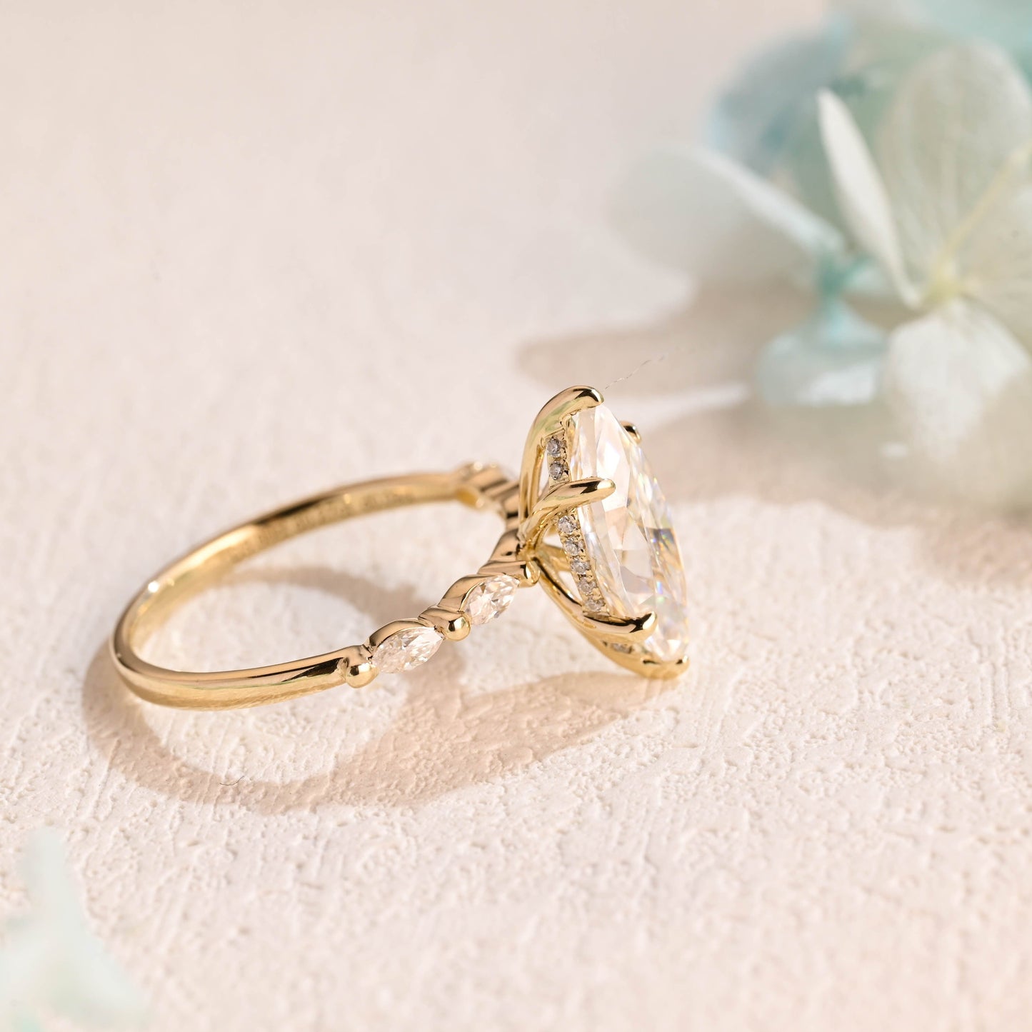 CausYou Marquise cut moissanite engagement ring CausYou Marquise Cut Moissanite Engagement Ring Hidden Halo