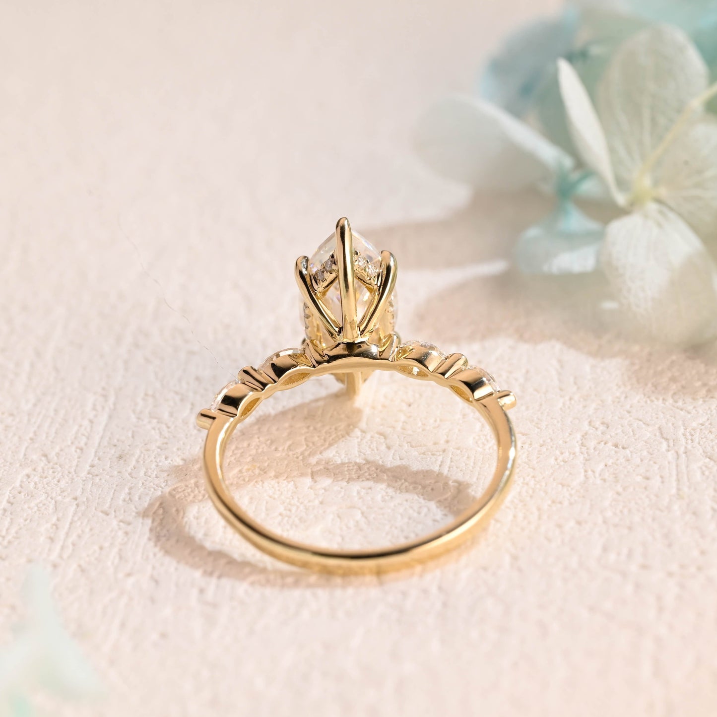 CausYou Marquise cut moissanite engagement ring CausYou Marquise Cut Moissanite Engagement Ring Hidden Halo