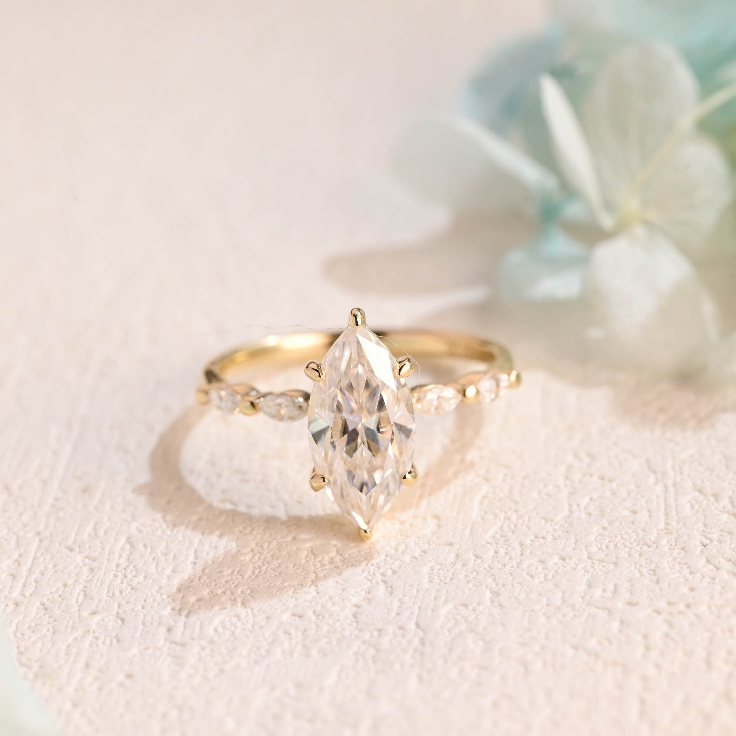 CausYou Marquise cut moissanite engagement ring CausYou Marquise Cut Moissanite Engagement Ring Hidden Halo