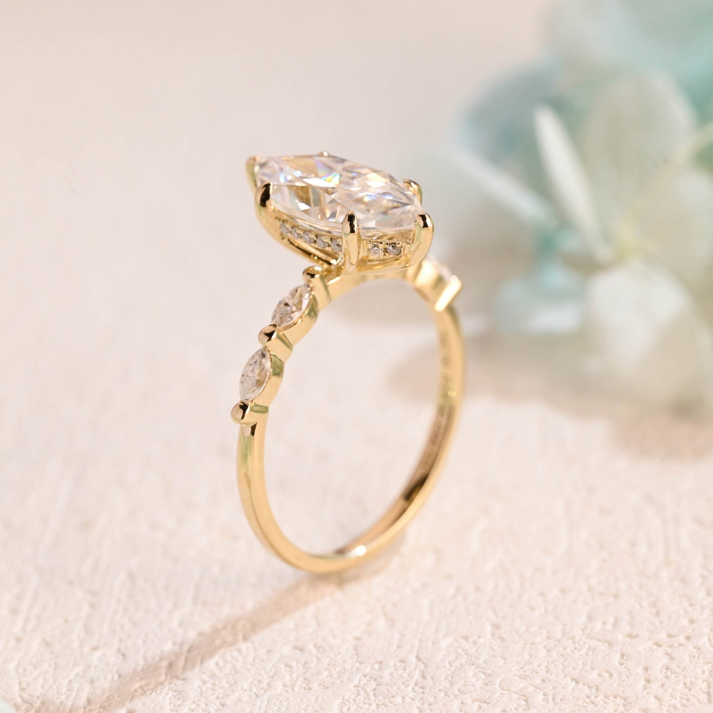 CausYou Marquise cut moissanite engagement ring CausYou Marquise Cut Moissanite Engagement Ring Hidden Halo