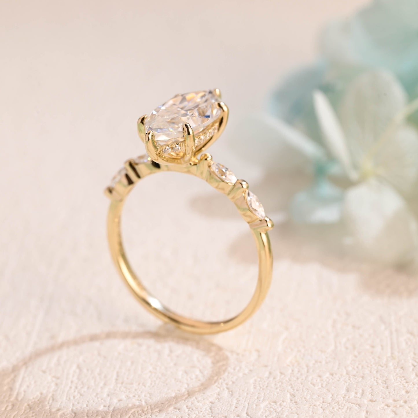 CausYou Marquise cut moissanite engagement ring CausYou Marquise Cut Moissanite Engagement Ring Hidden Halo