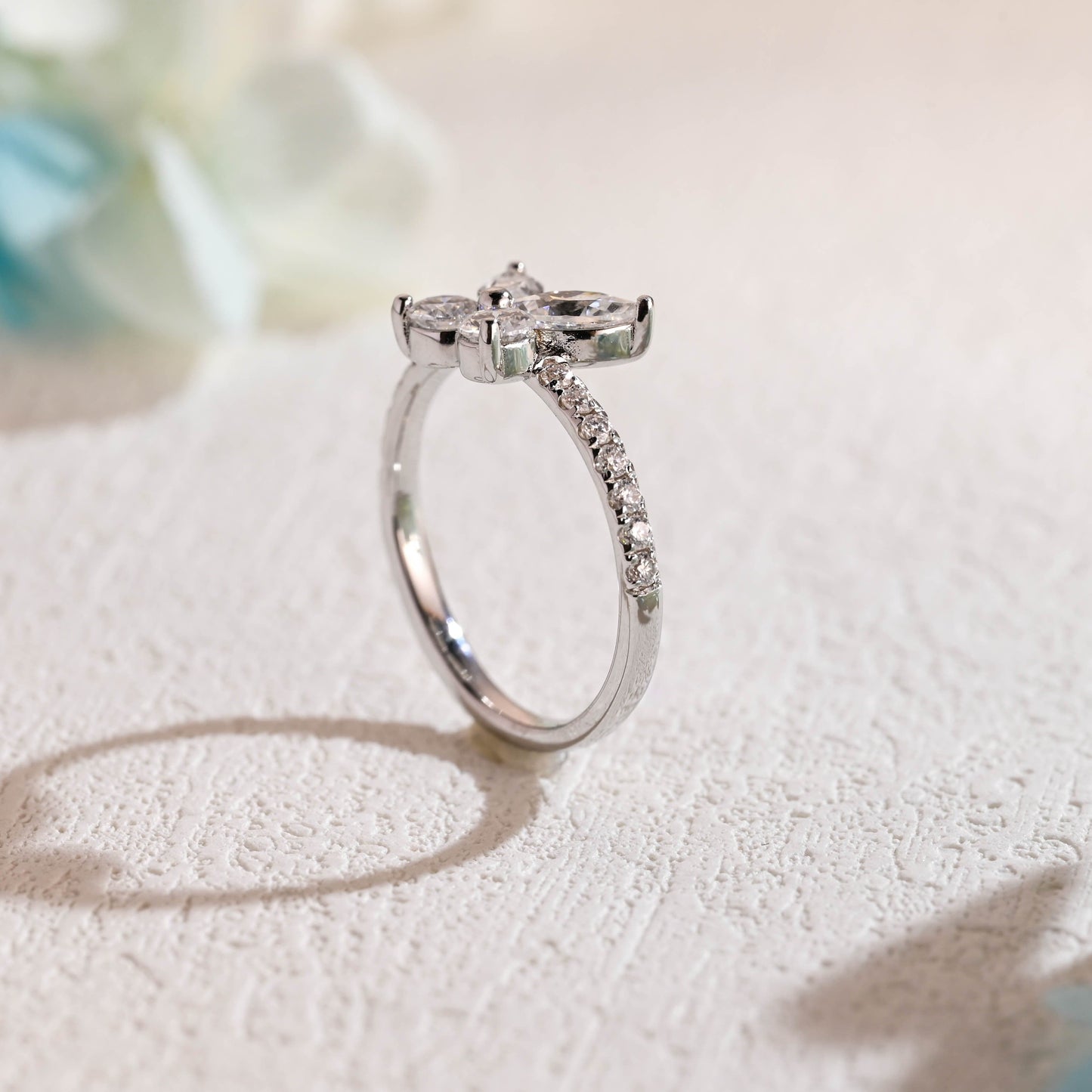 CausYou Marquise cut moissanite engagement ring CausYou Solid Gold Butterfly Marquise Cut Moissanite Engagement Ring, Dainty Promise Ring, Proposal Ring, Gift for Woman, Wife