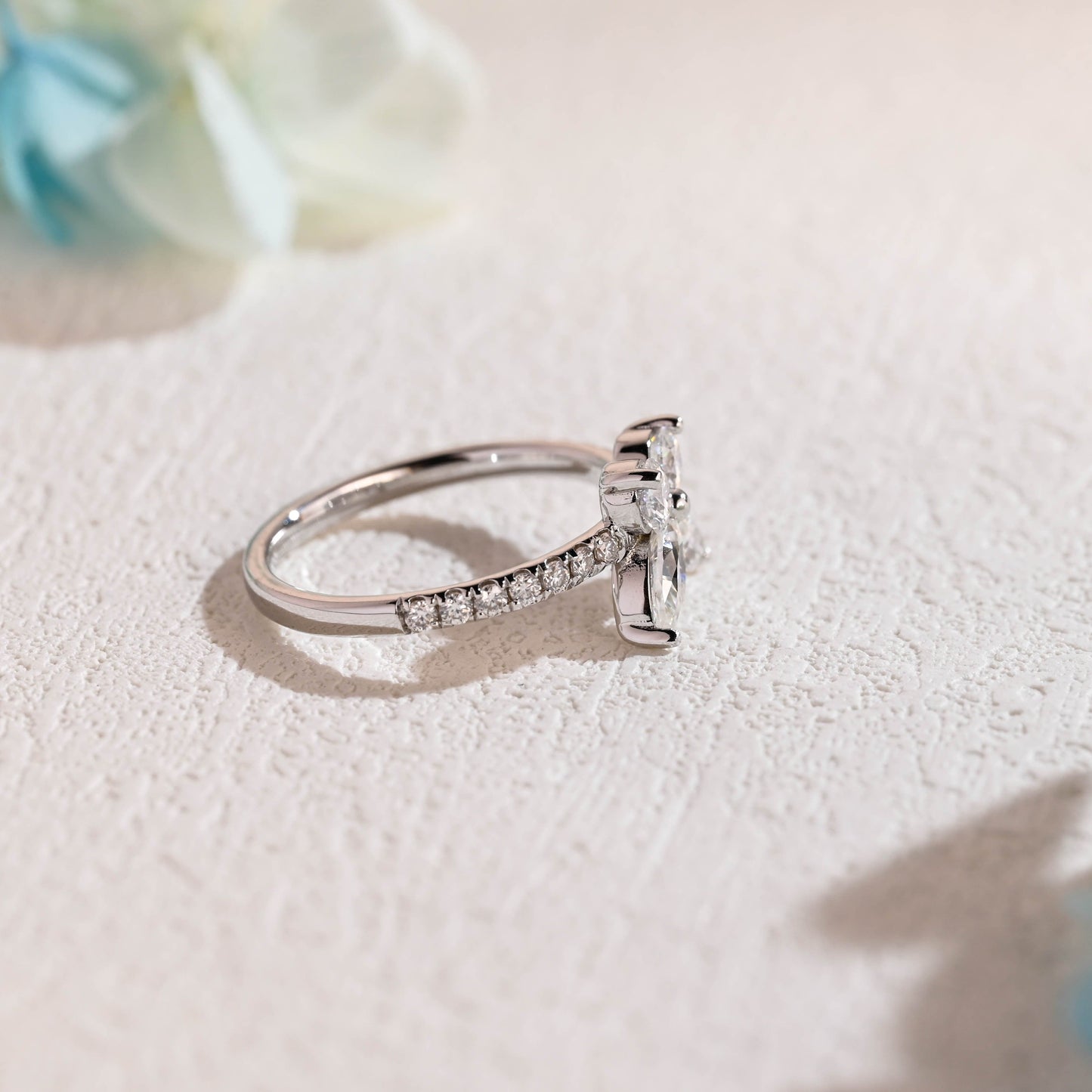 CausYou Marquise cut moissanite engagement ring CausYou Solid Gold Butterfly Marquise Cut Moissanite Engagement Ring, Dainty Promise Ring, Proposal Ring, Gift for Woman, Wife
